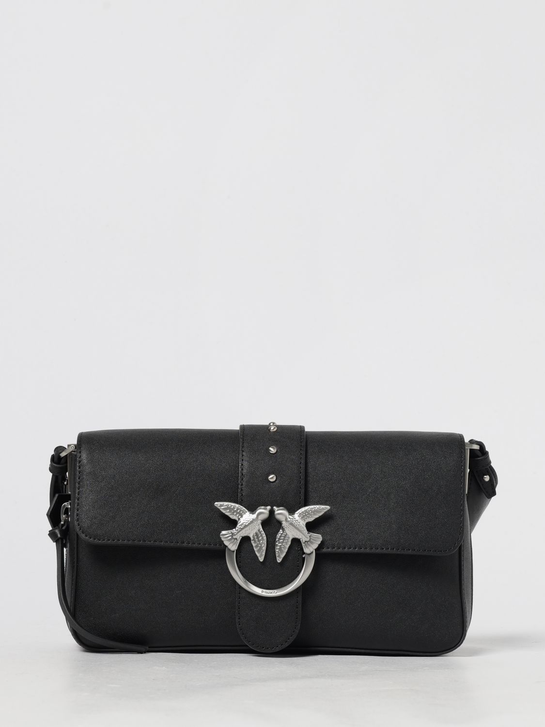 Pinko Edium Classic Love Slouchy Leather Bag In Black