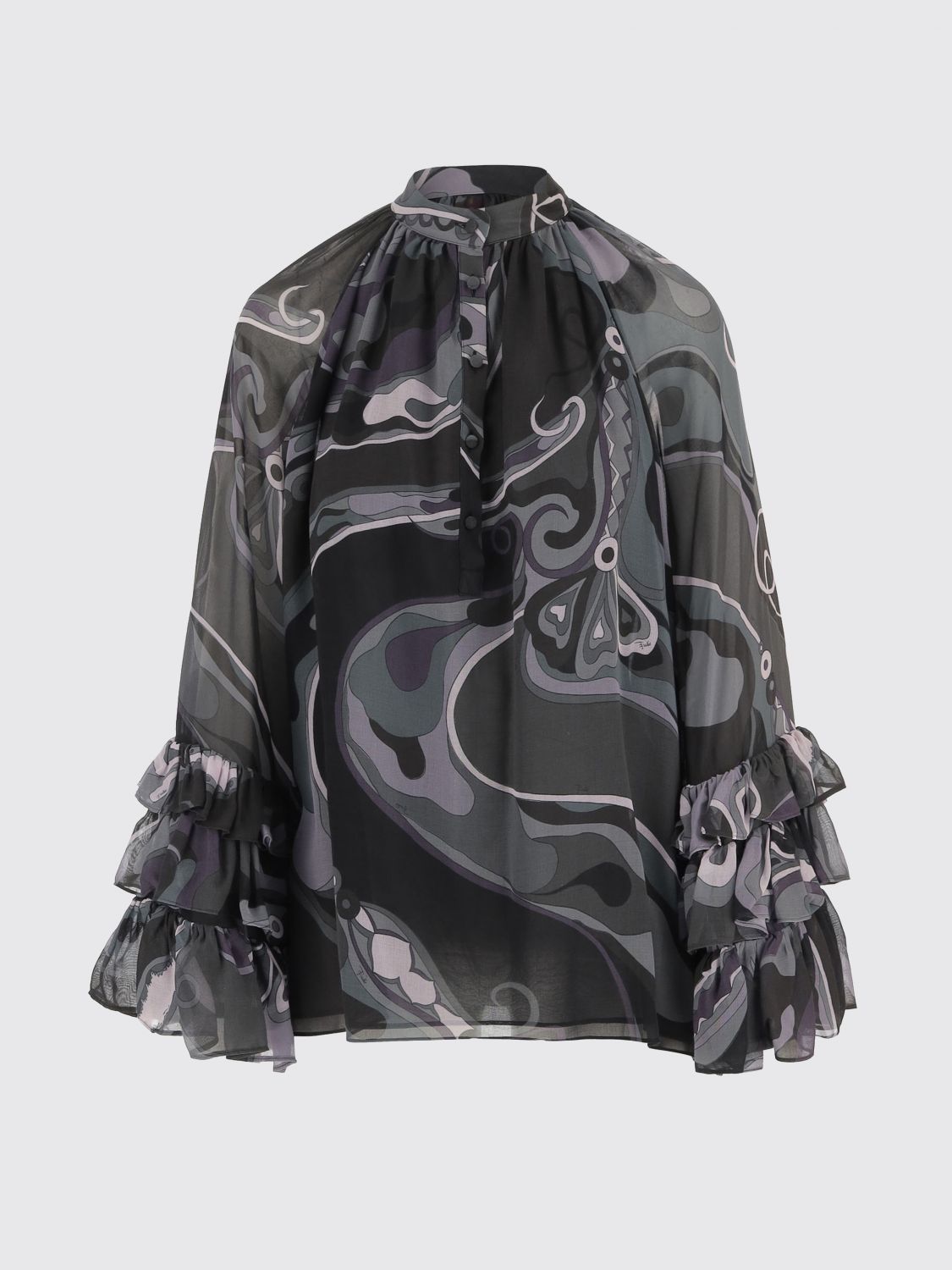 Pucci Viscose Blouse With Abstract Print In Black