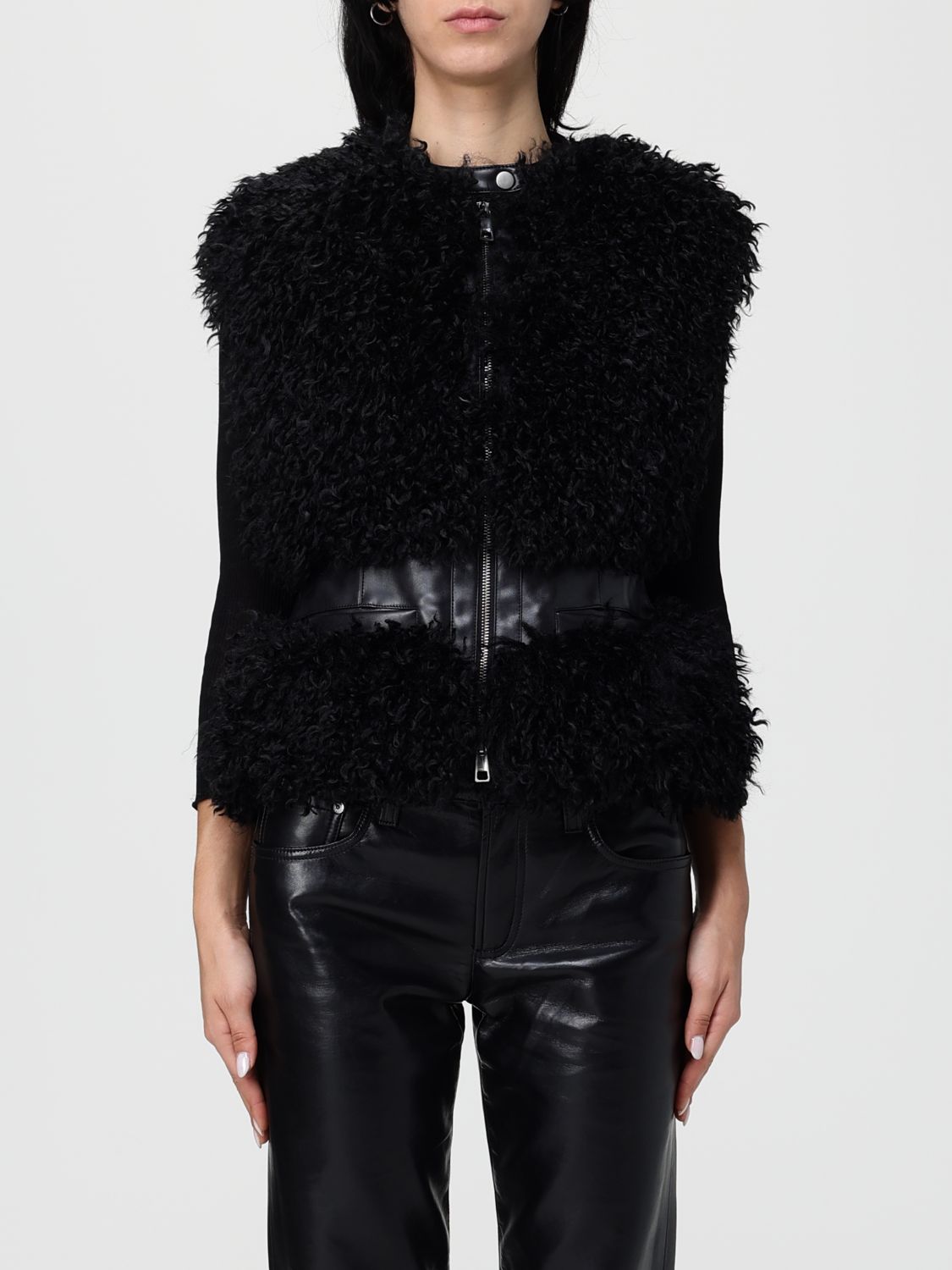 Apparis Faux-fur Sleeveless Jacket In Black