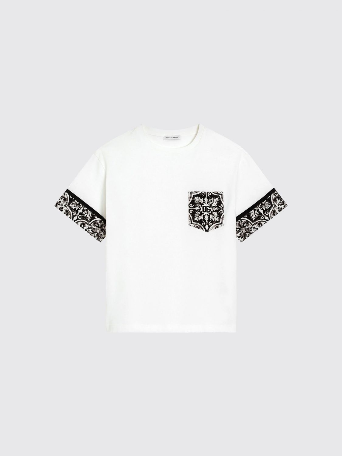 T-shirt in cotone con stampa maioliche Dolce & Gabbana
