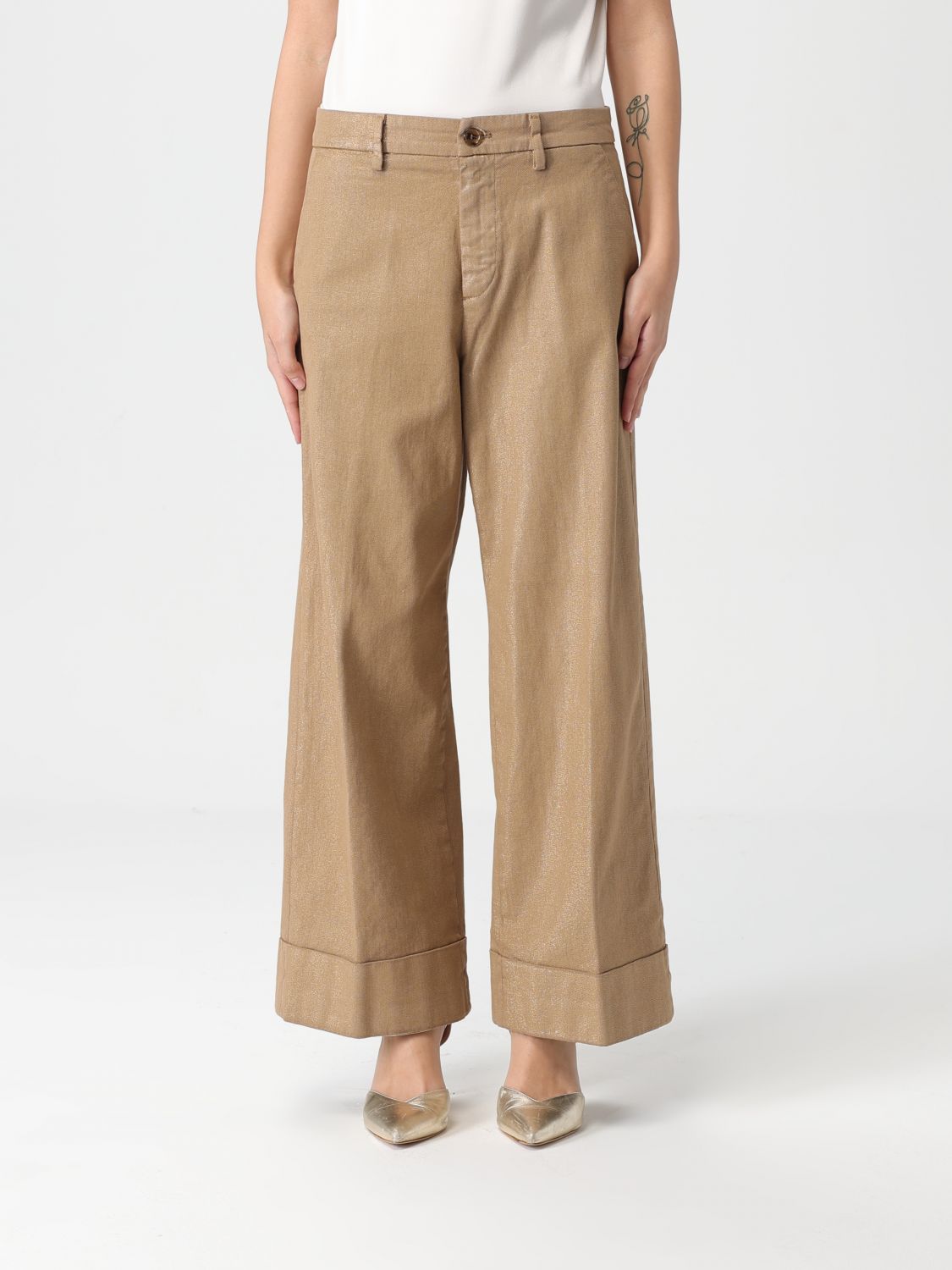 Mason's Pants Woman Color Beige In Gold
