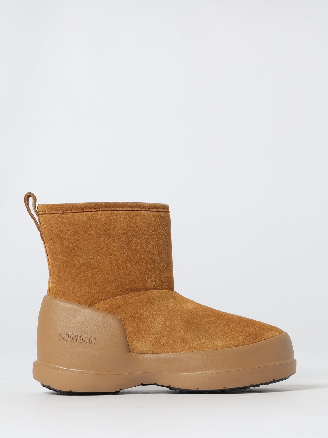 Moon Boot Suede Luna Booties With Eco-shearling Lining In Brown