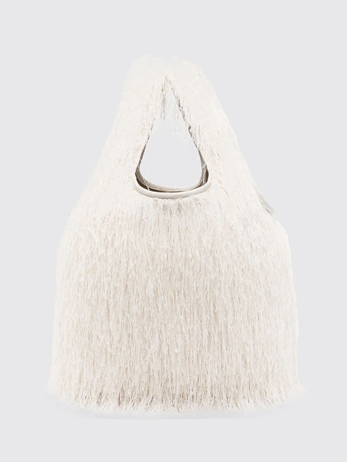 Dries Van Noten Marche Small Fringed Tote Bag In White