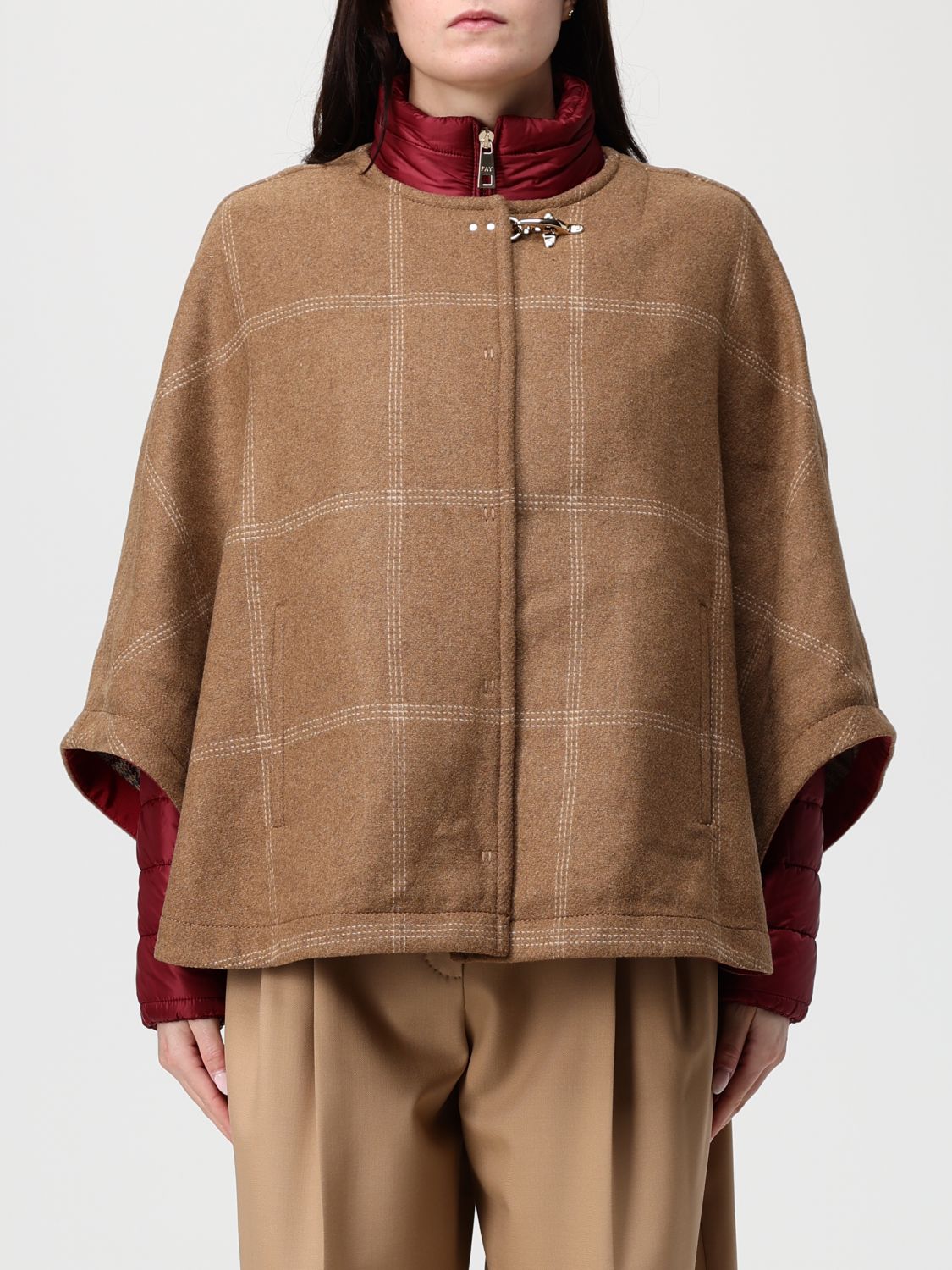 Fay Layered Beige Wool-blend Jackets In Brown