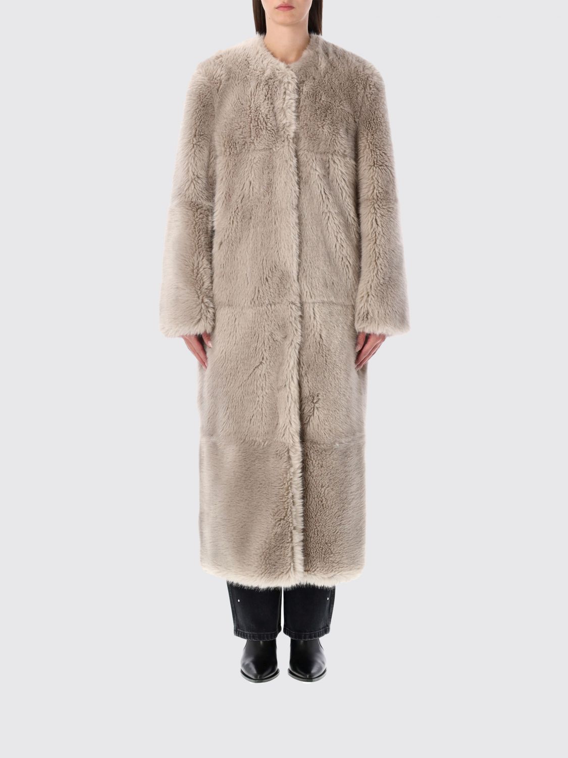 Stand Studio Hilma Eco Fur Coat In Brown