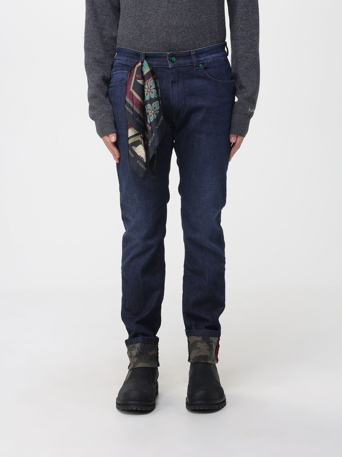 Mason's Jeans Men Color Denim In Blue