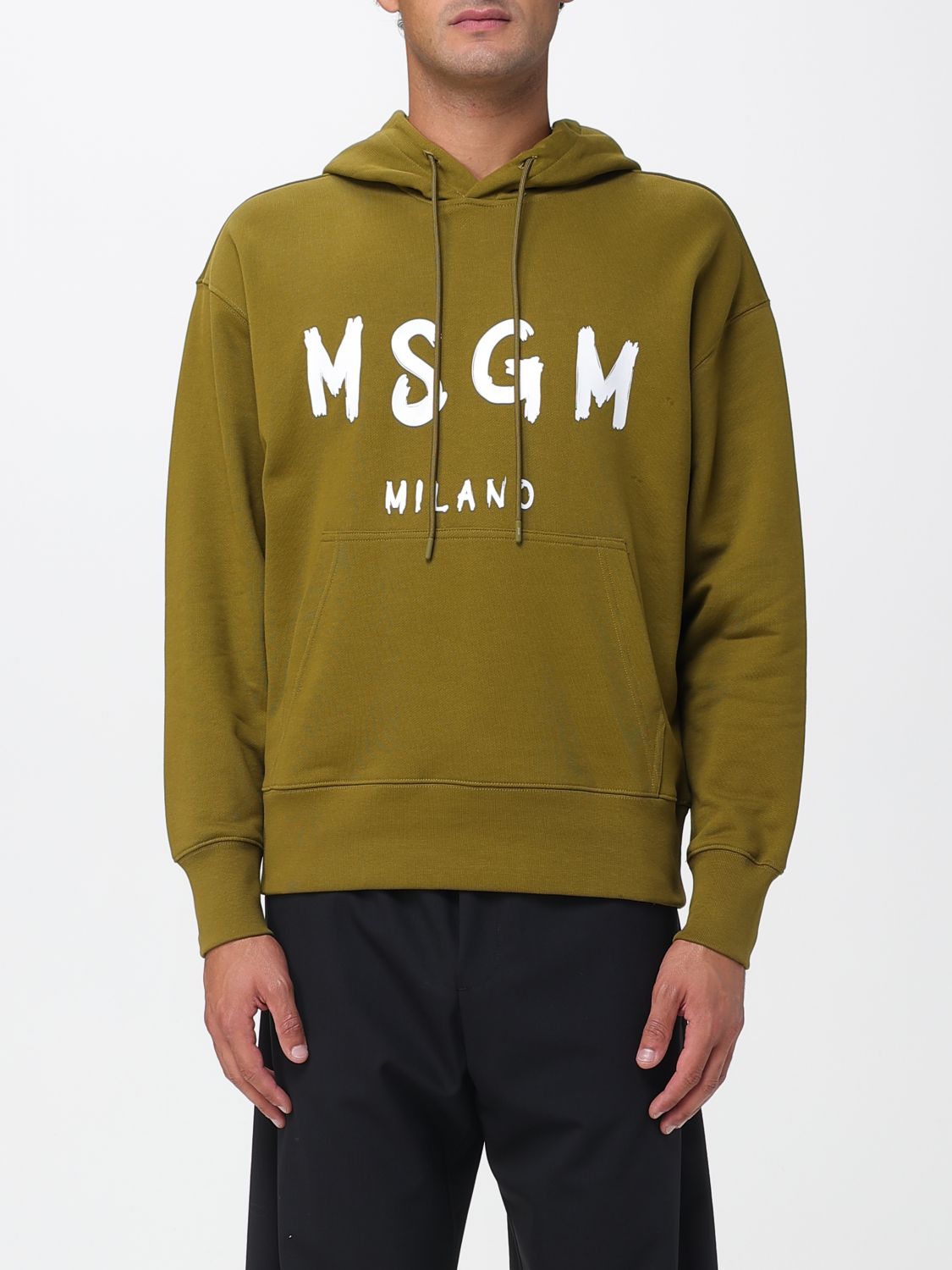 Msgm Sweatshirt Men Color Olive In Green