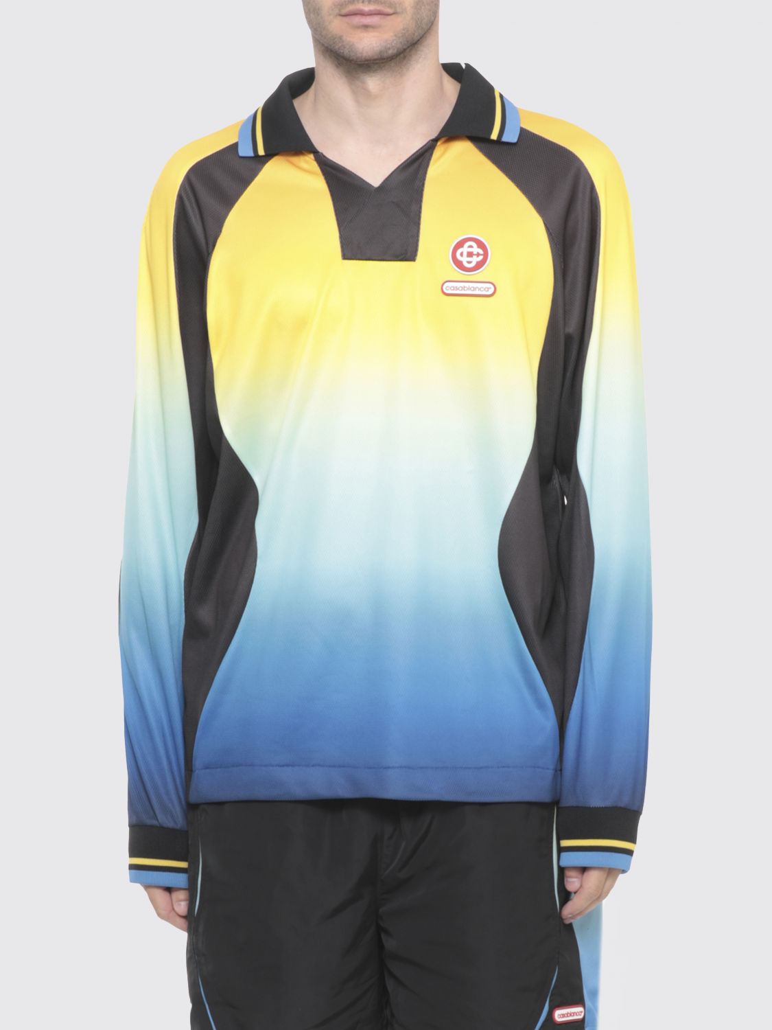 Casablanca Gradient Patterned Crewneck Sweater With Polo Collar In Multi