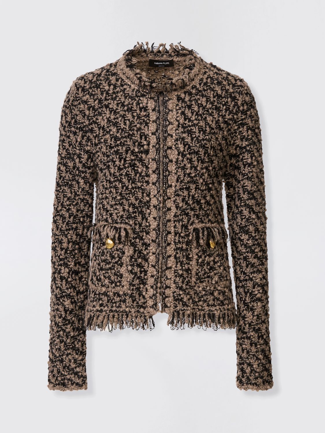 Fabiana Filippi Self-portrait Pointelle Knit Mini Dress In Brown