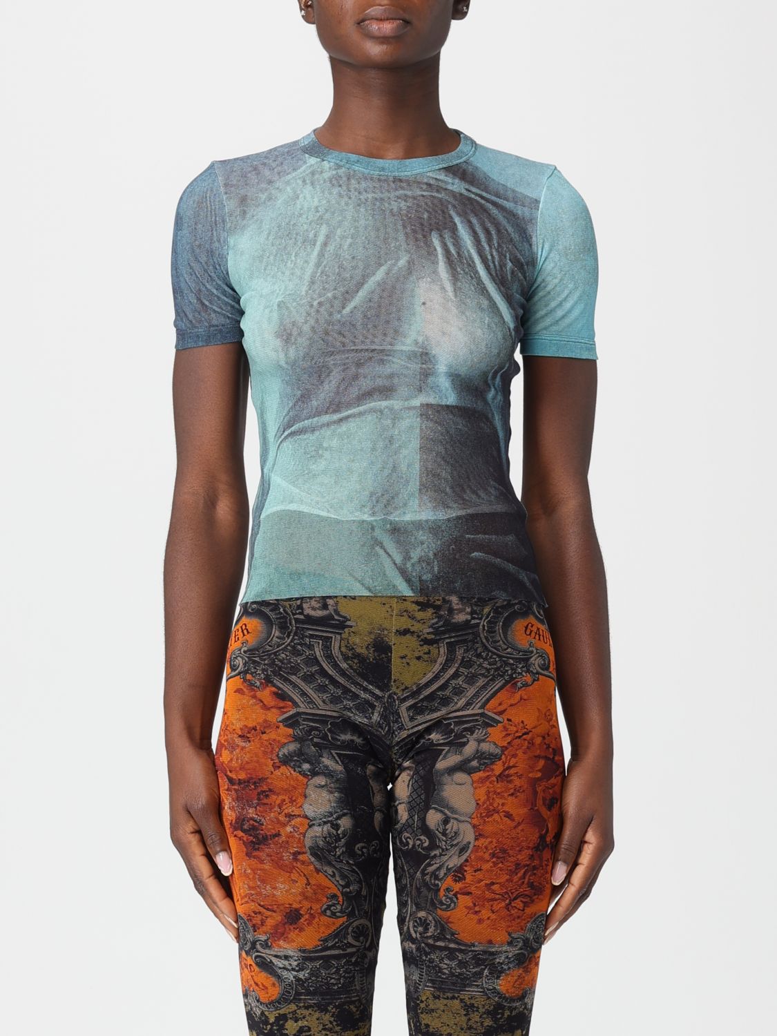 Jean Paul Gaultier "water" Mesh T-shirt In Blue