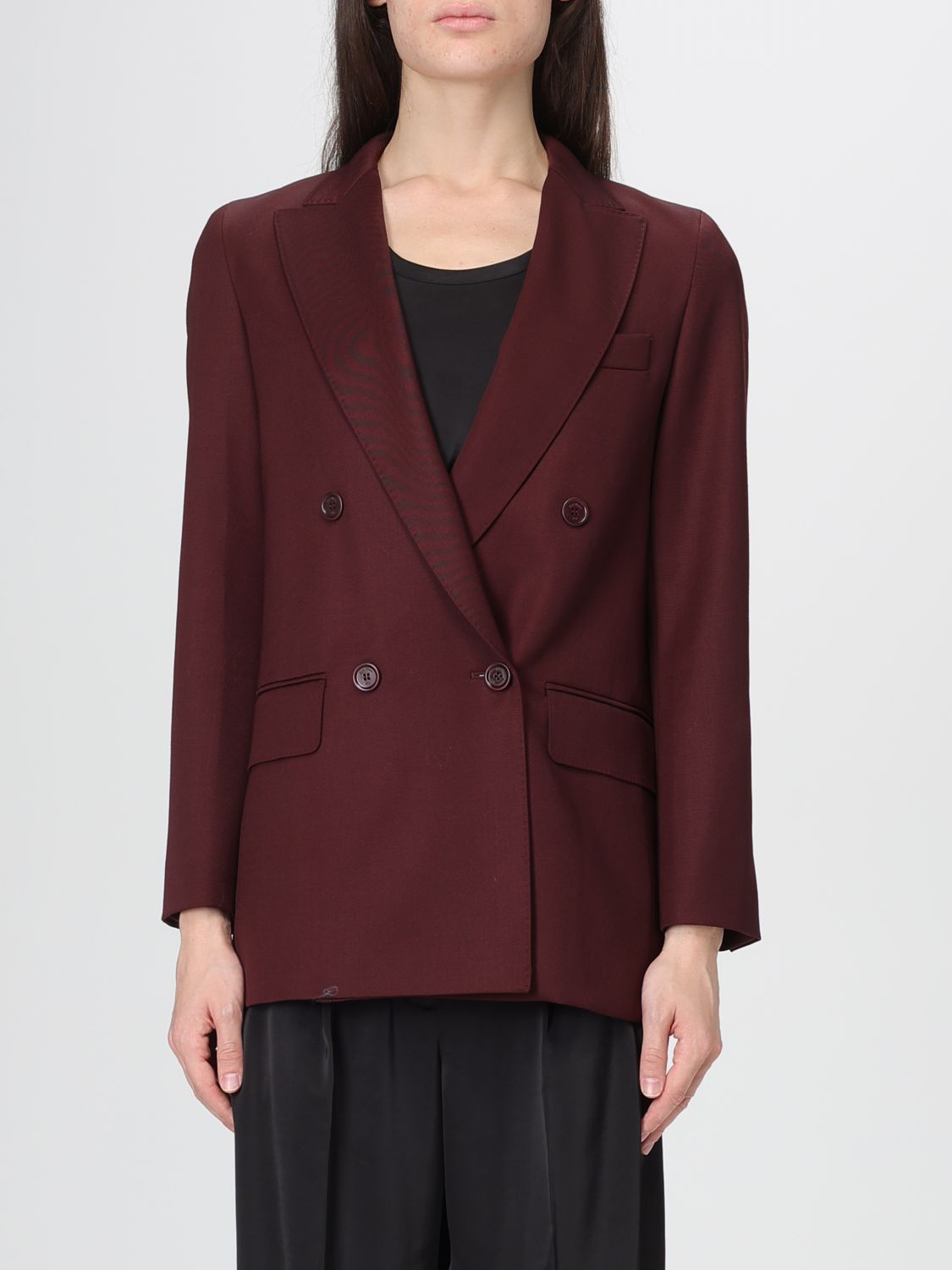 Max Mara Double-breasted Wool Blazer Jackets Bordeaux In Burgundy