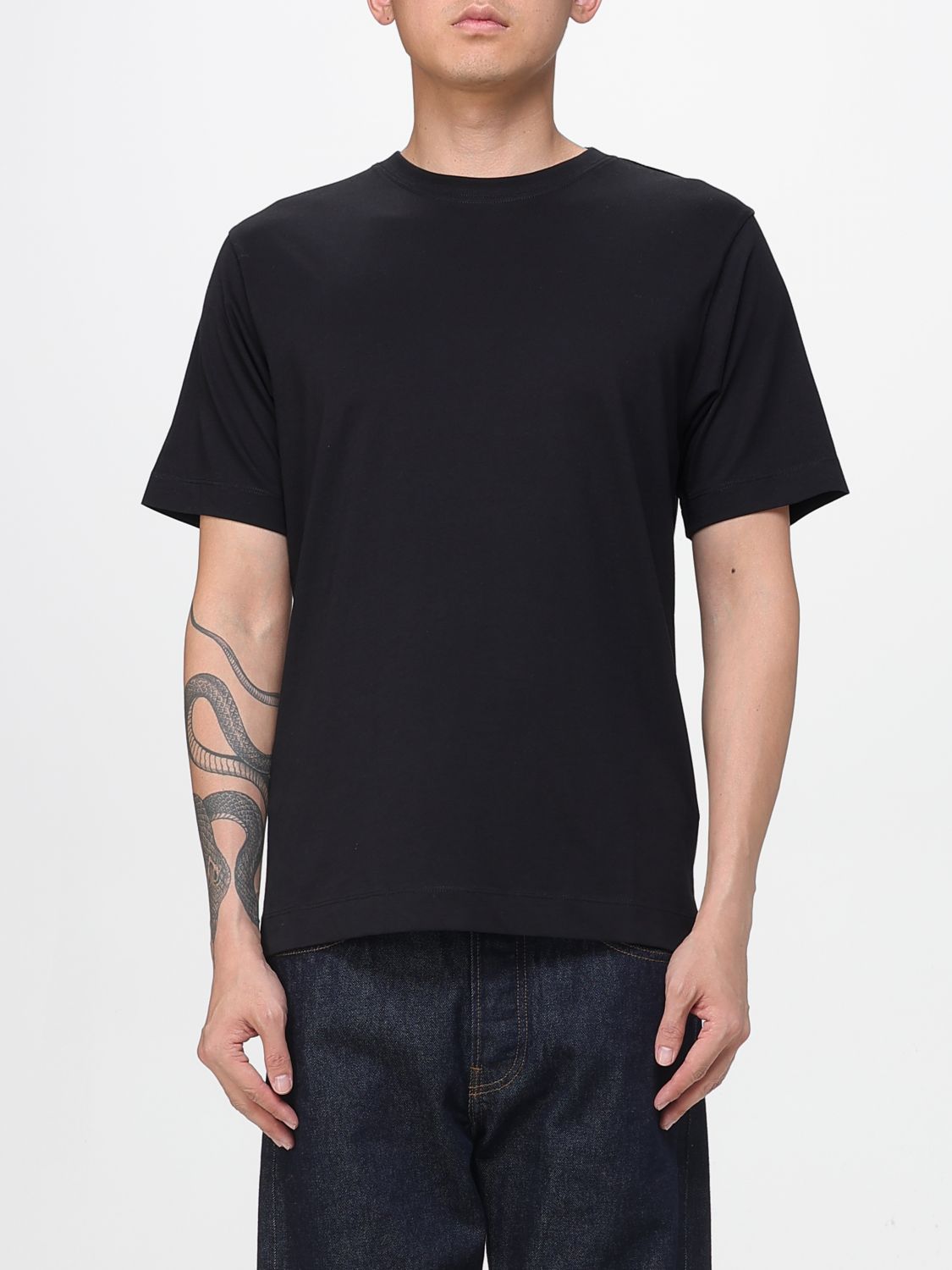 Dries Van Noten Crew Neck Short Sleeve Cotton T-shirt In Black