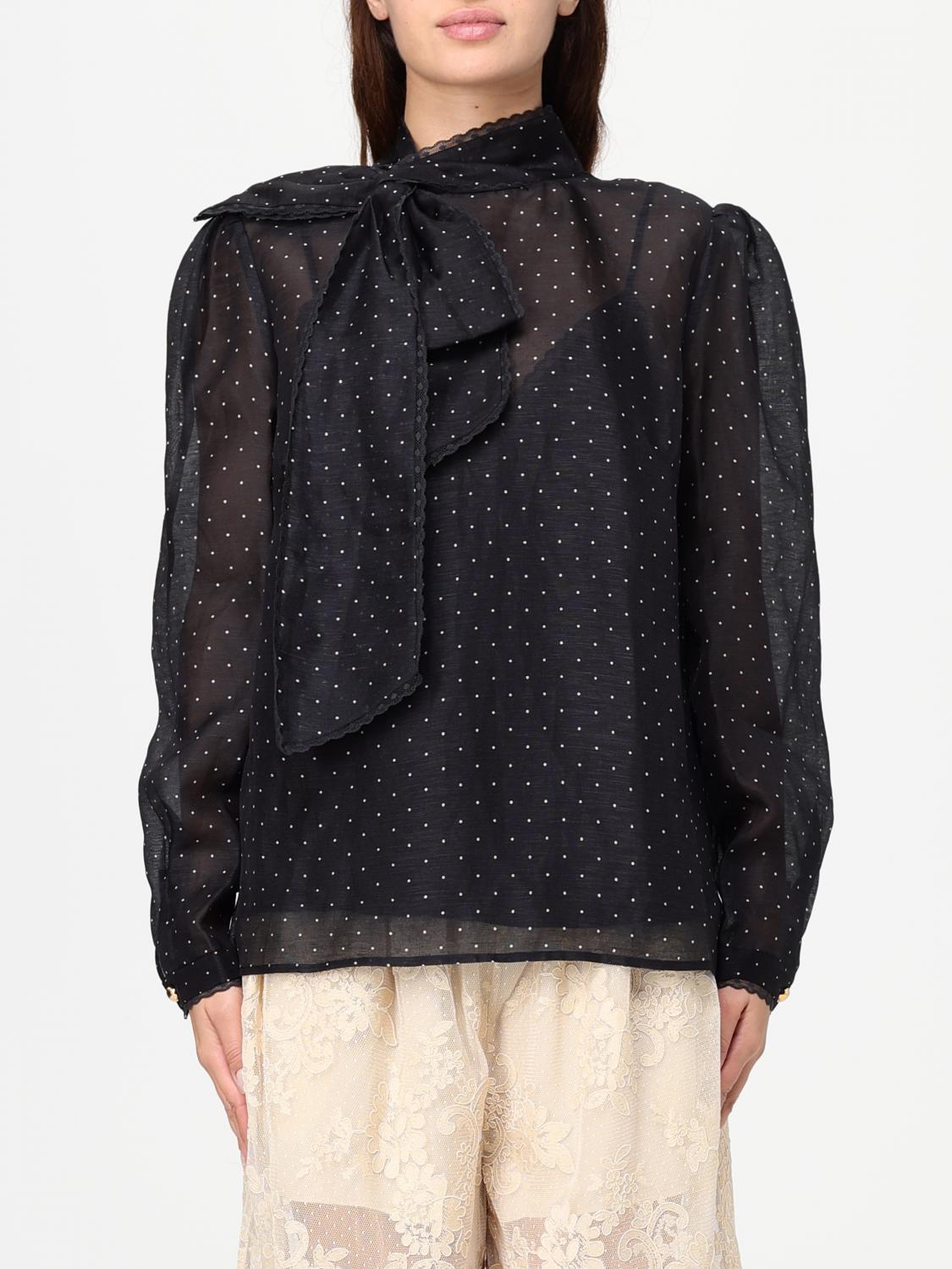 Zimmermann Dream Polka Dots Lavallière Blouse In Black