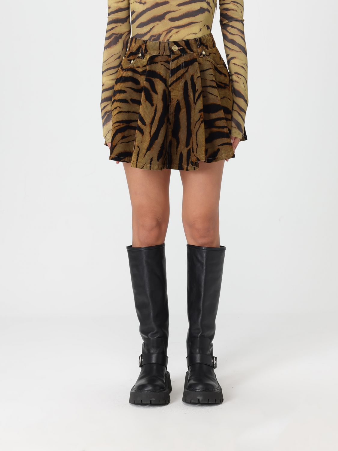 Ganni Denin Mini Skirt In Multi