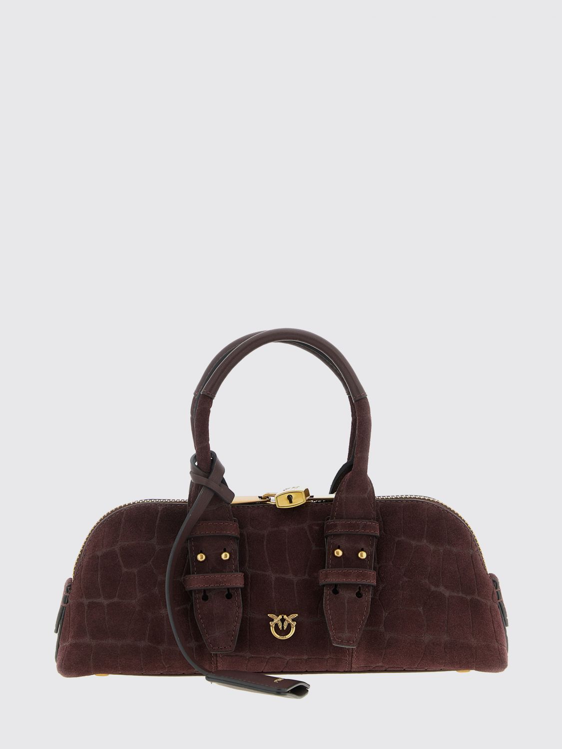 Pinko Escape Baguette Coconut Print Love Birds Handbag In Burgundy