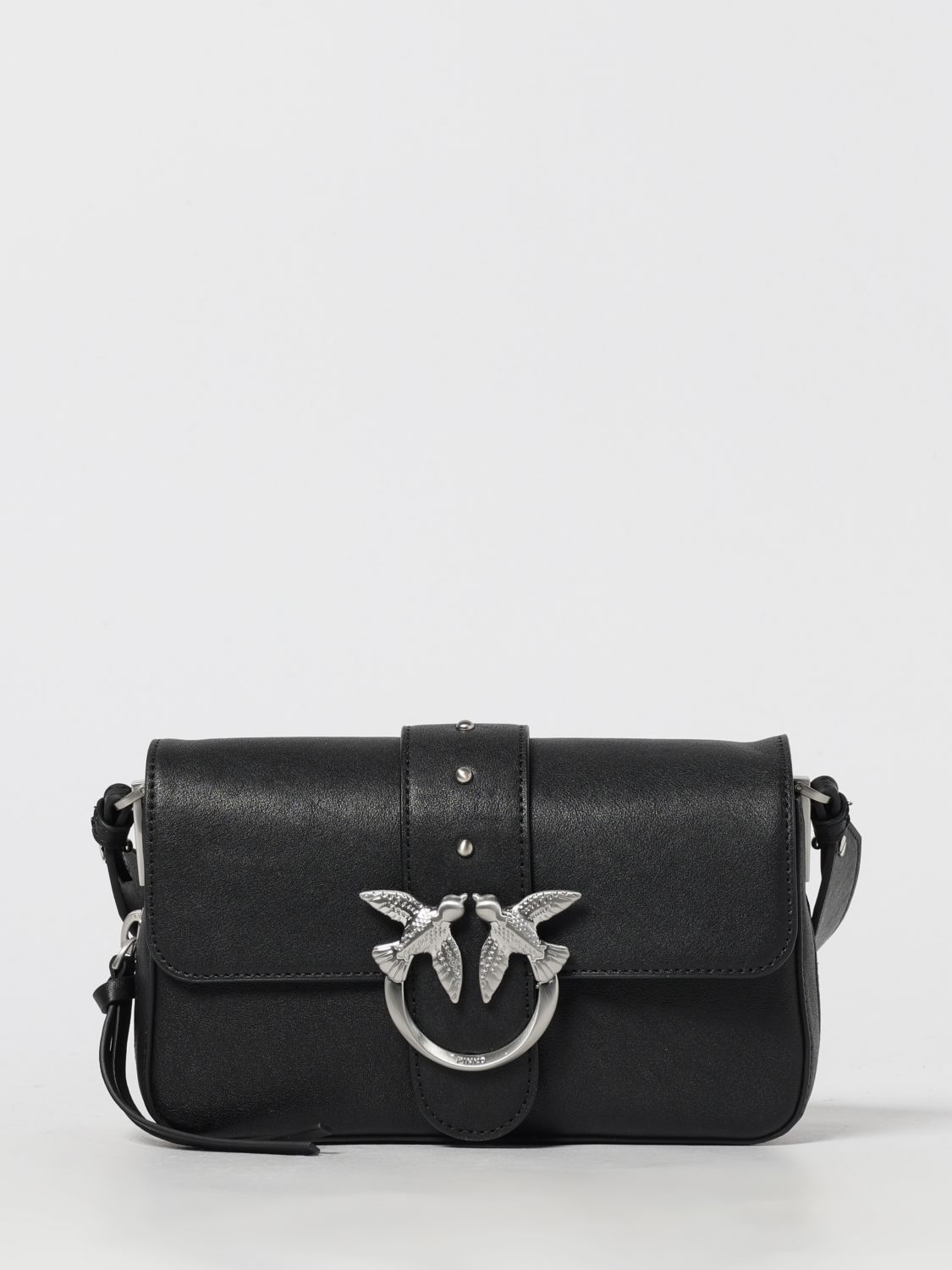 Pinko Edium Classic Love Slouchy Leather Bag In Black
