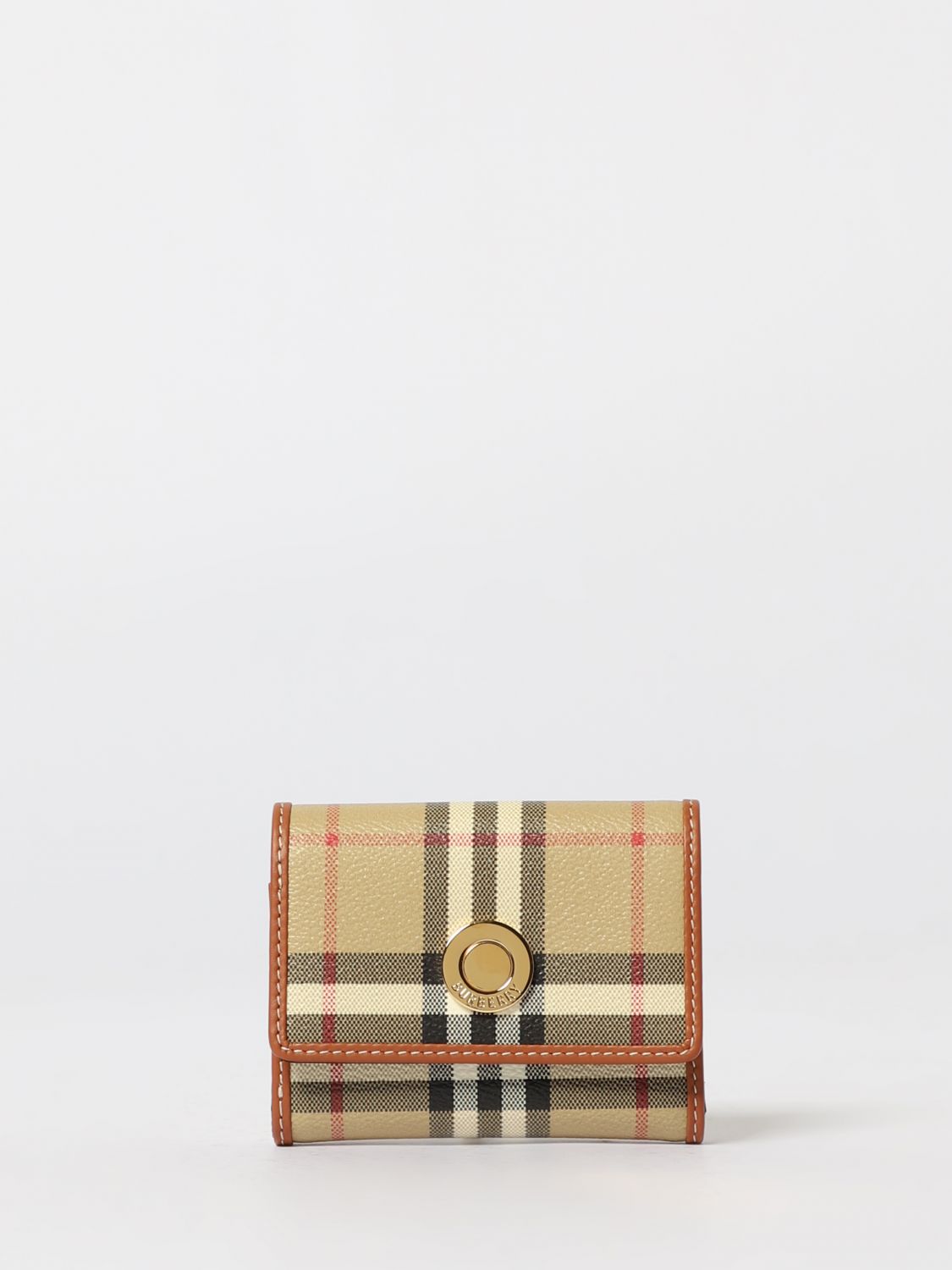 Burberry Book Wallet In Faux Leather In Sand