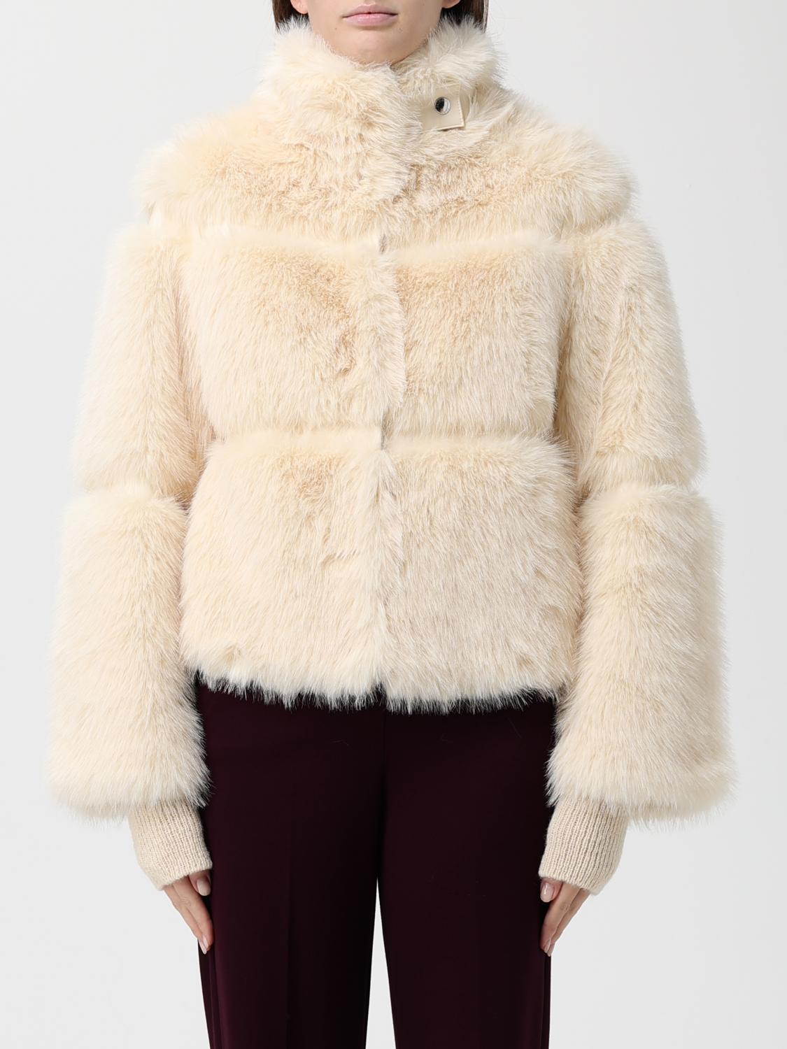 Patrizia Pepe Fur Coat Woman Color White In Neutral