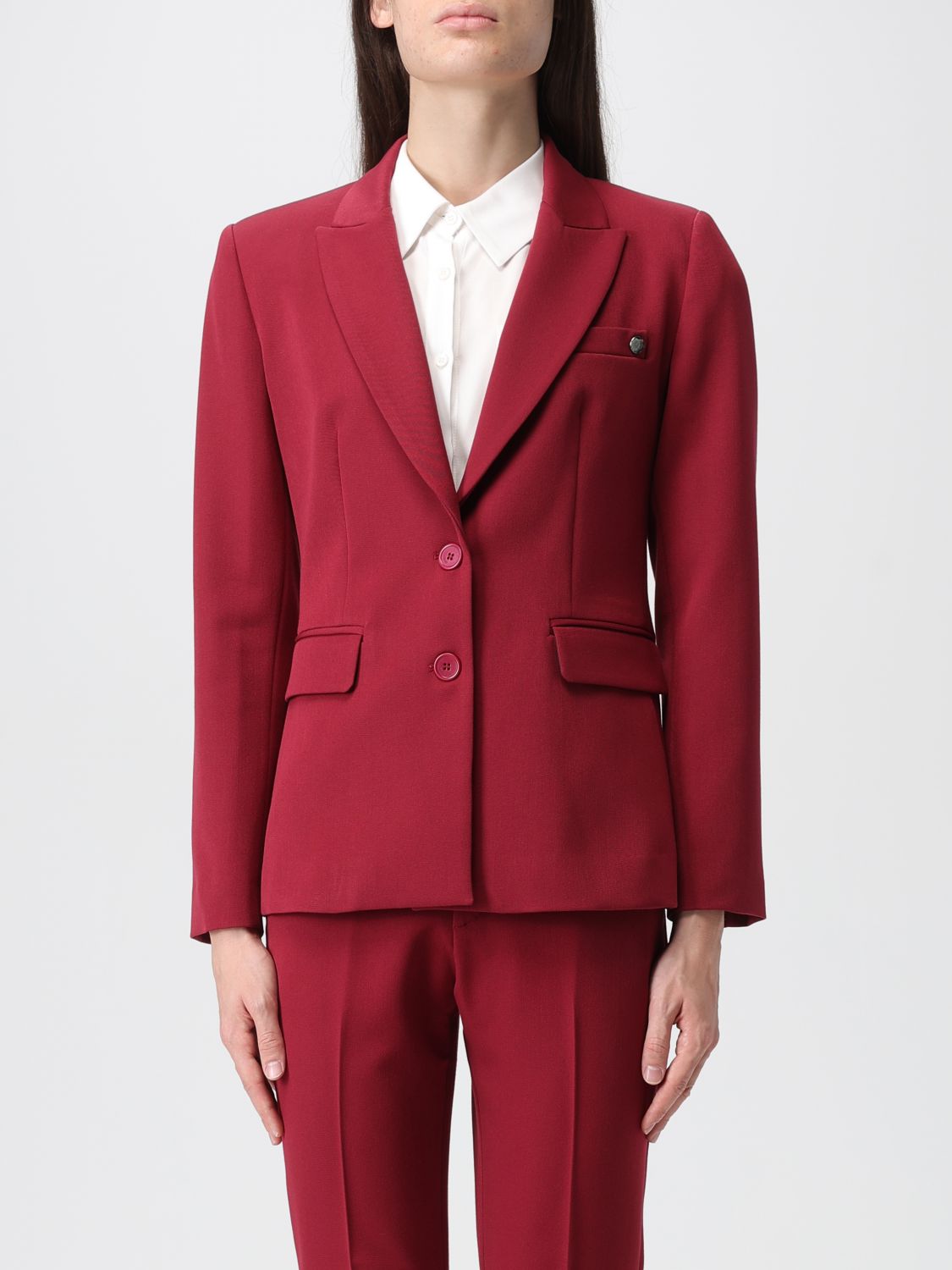 Liu •jo Liu Jo Dark Red Blazer Featuring Peak Lapels In Red