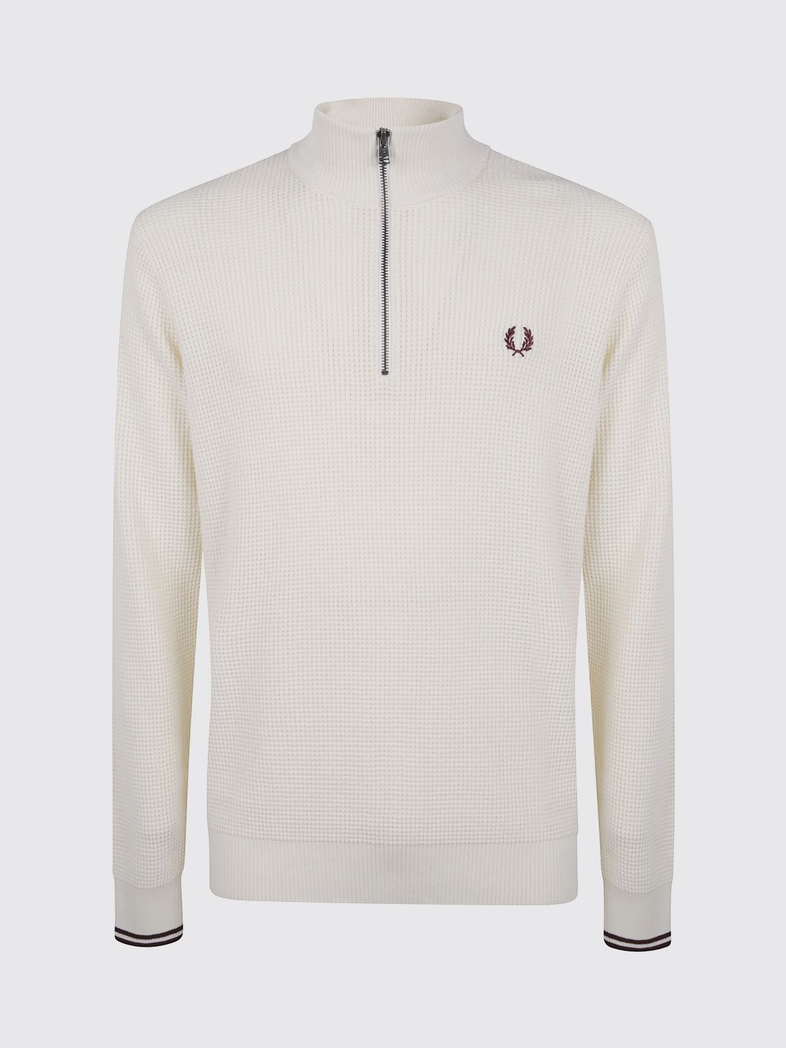 Fred Perry Half-zip Waffle Sweater In Neutral