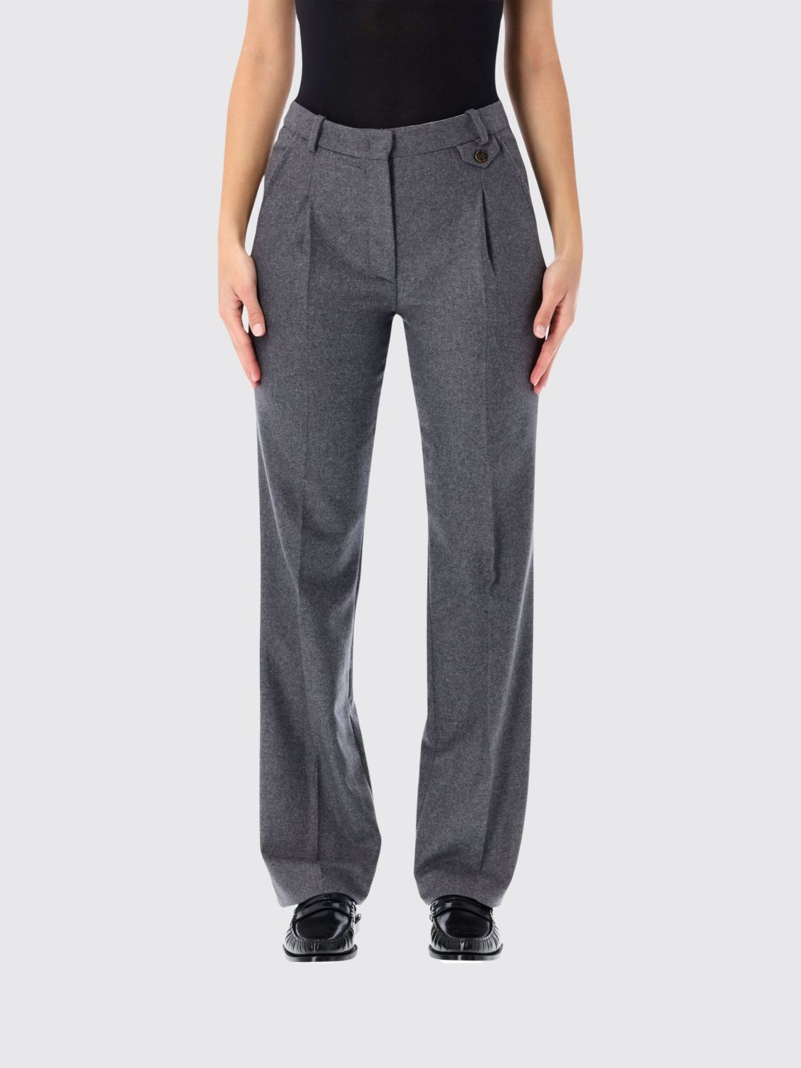 The Garment Mitch Pants In Grey Melange Wool In Blue