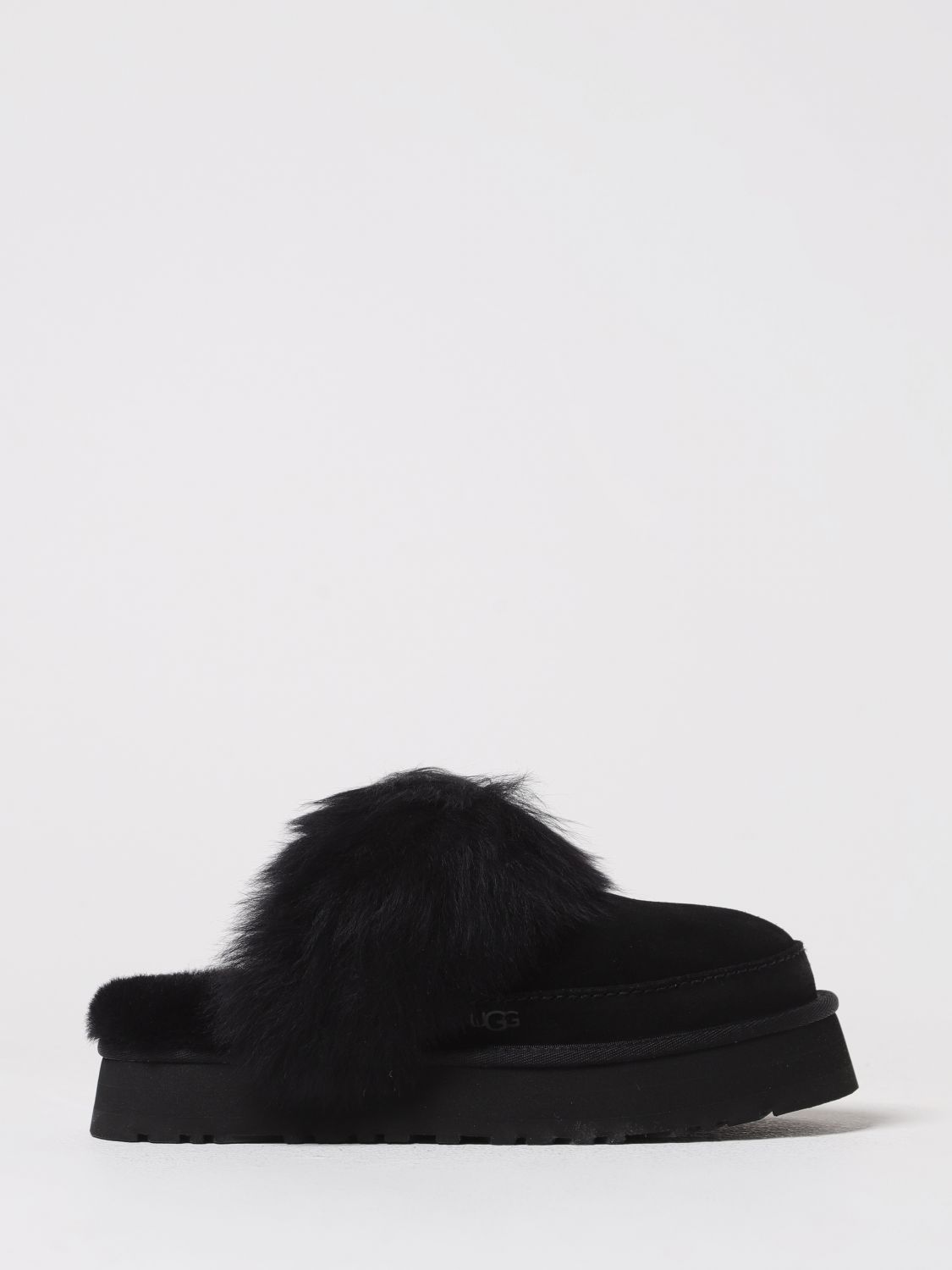 Ugg Disquette Chalet Slippers With Fur And Platform In Black
