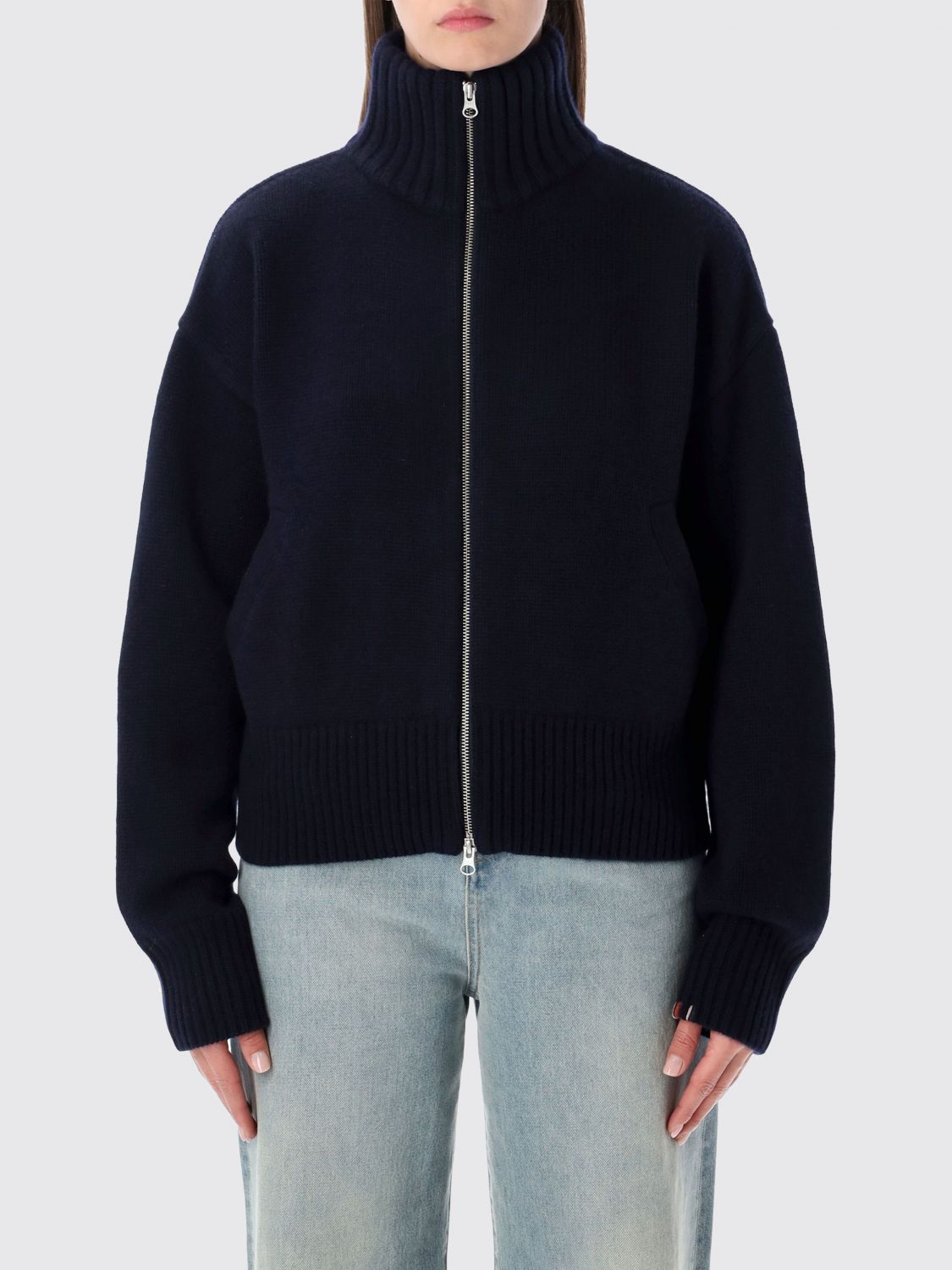 Extreme Cashmere N°438 Xtra Fab Cashmere Zip-up Cardigan In Blue