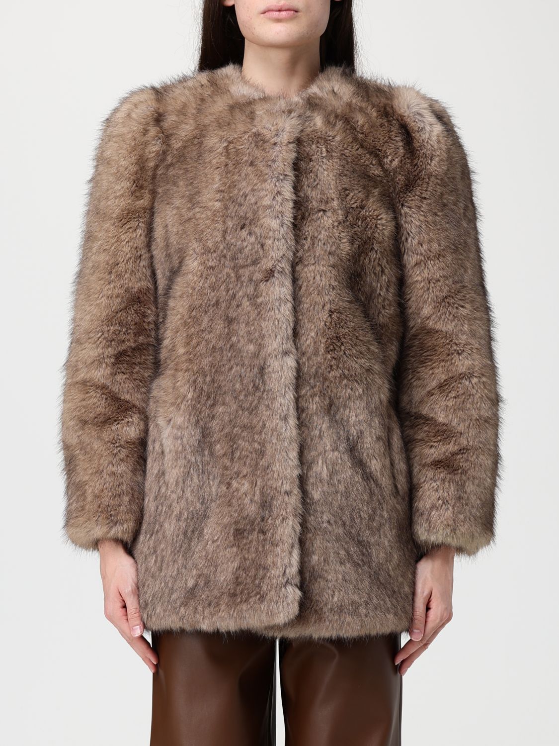 Stand Studio Fur Coat  Woman Color Beige In Neutral