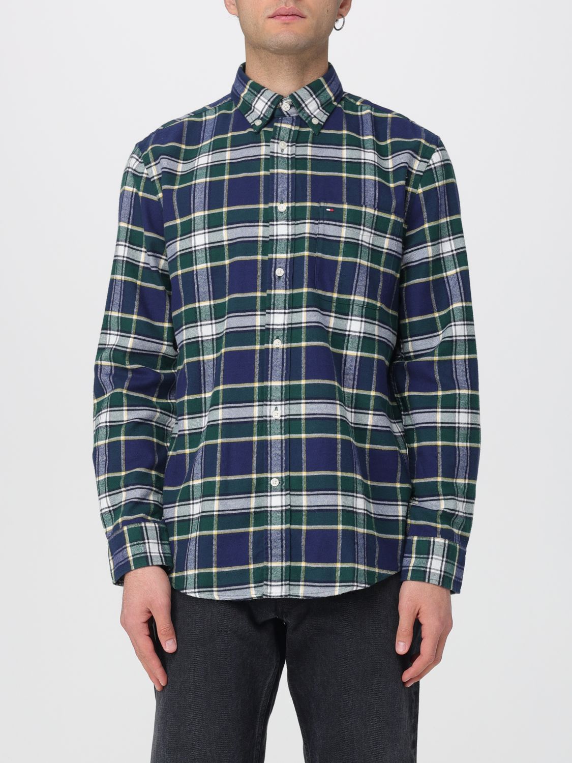 Camicia Tommy Hilfiger in cotone rigenerato con stampa Tartan