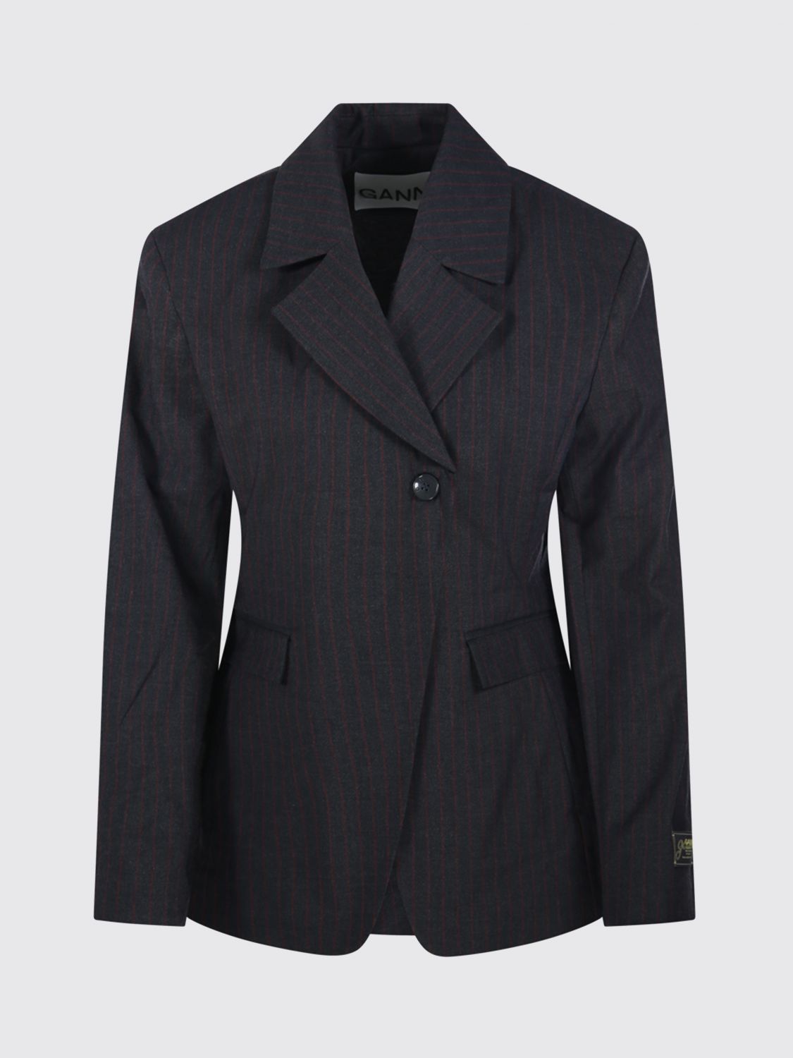 Ganni Striped Blazer Featuring Front Pockets In Multi