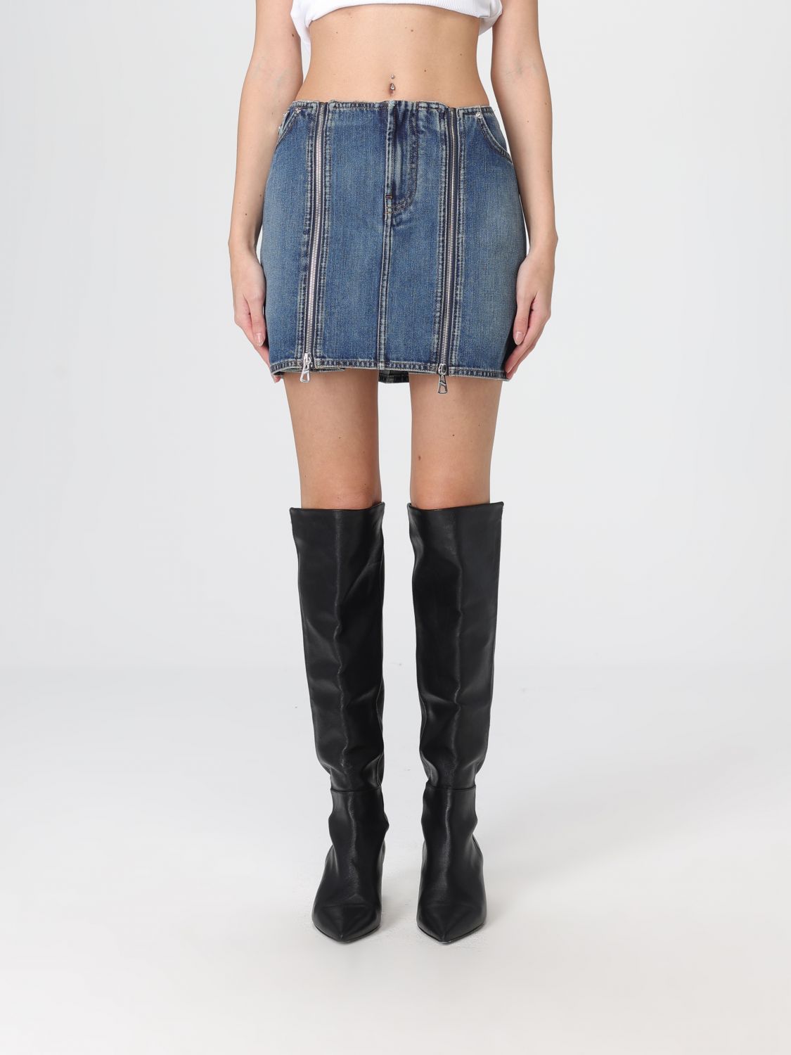 Jean Paul Gaultier Women Miniskirt With Double Zipper In Blue
