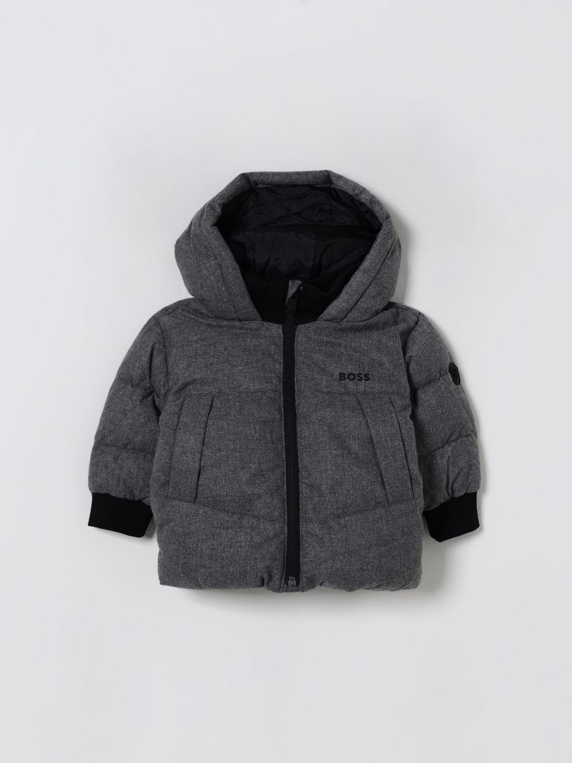 Hugo Boss Coat Boss Kids Color Grey In Gray