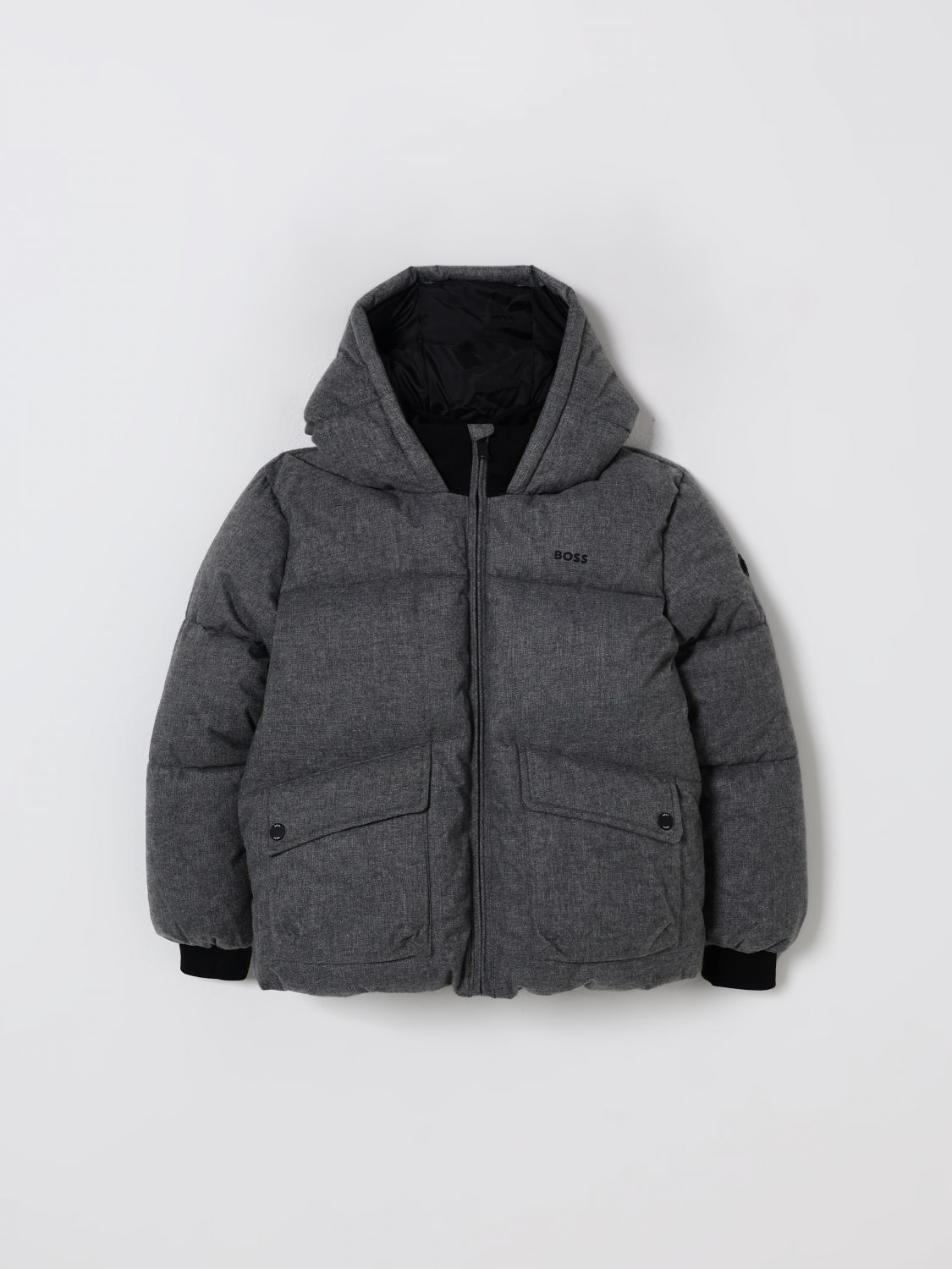 Hugo Boss Coat Boss Kids Color Grey In Gray