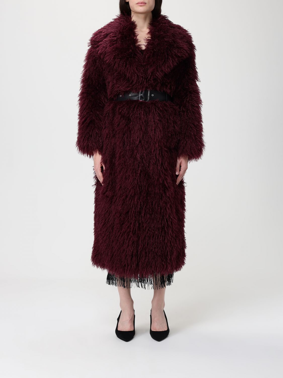 Karl Lagerfeld Fur Coat Woman Color Burgundy In Burgundy