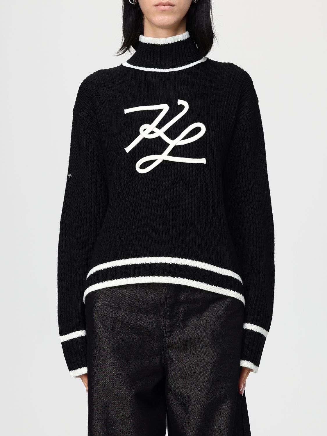 Karl Lagerfeld Autograph-braided Jumper In Black