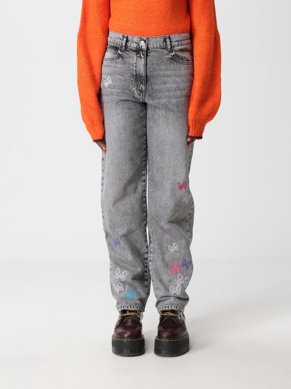 Twinset Actitude Jeans Woman Color Denim In Animal Print