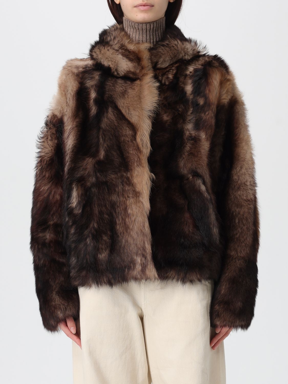 Fur Coat YVES SALOMON Woman color Beige