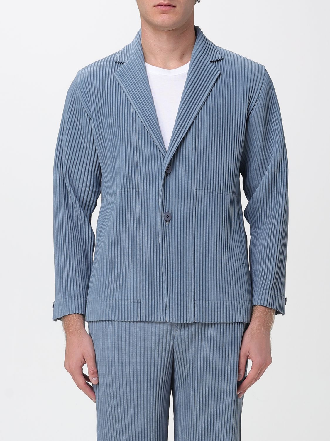 Issey Miyake Blazer Homme Plisse' Men Color Grey In Blue