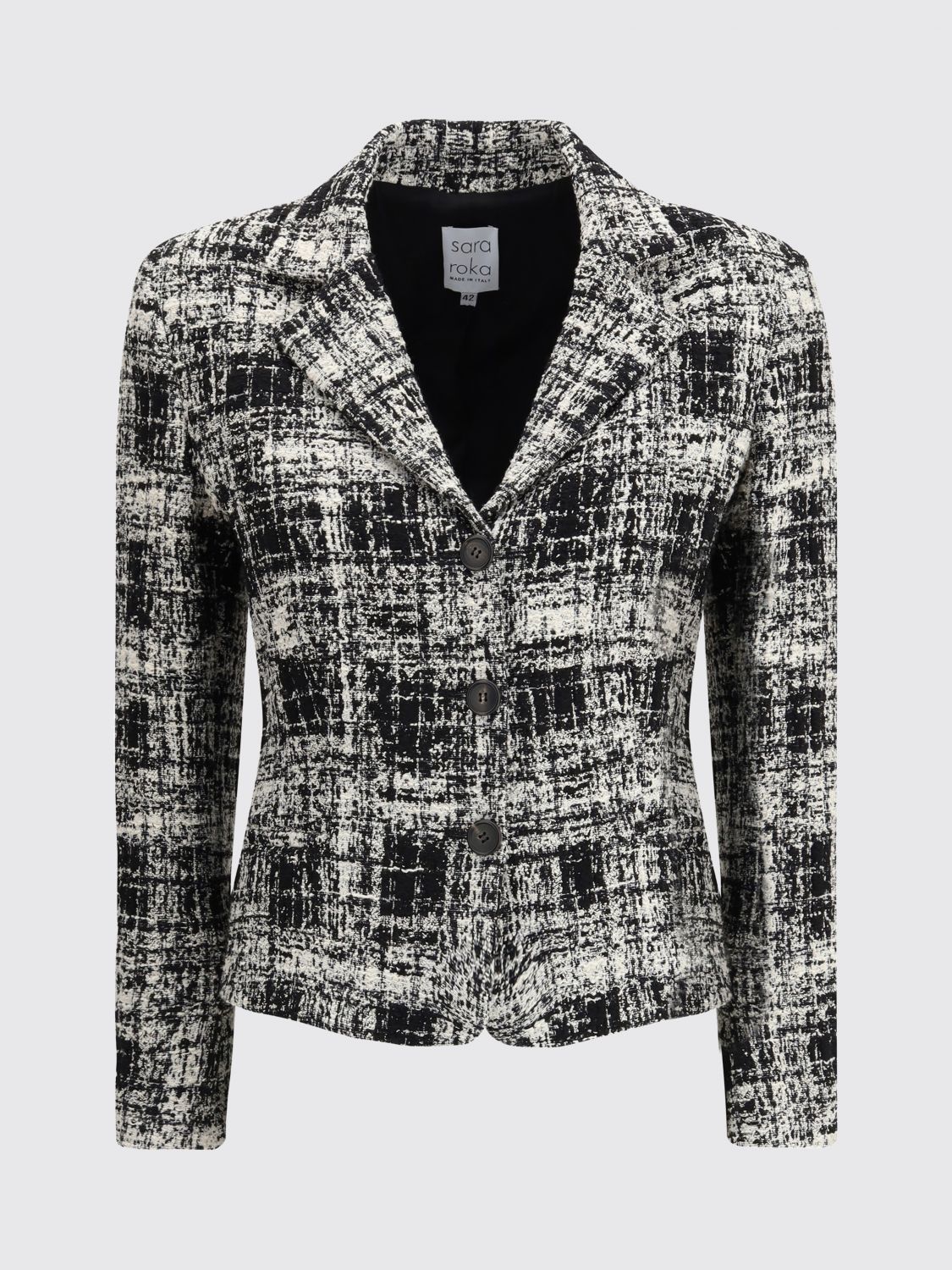 Sara Roka Tweed Jacket In Black