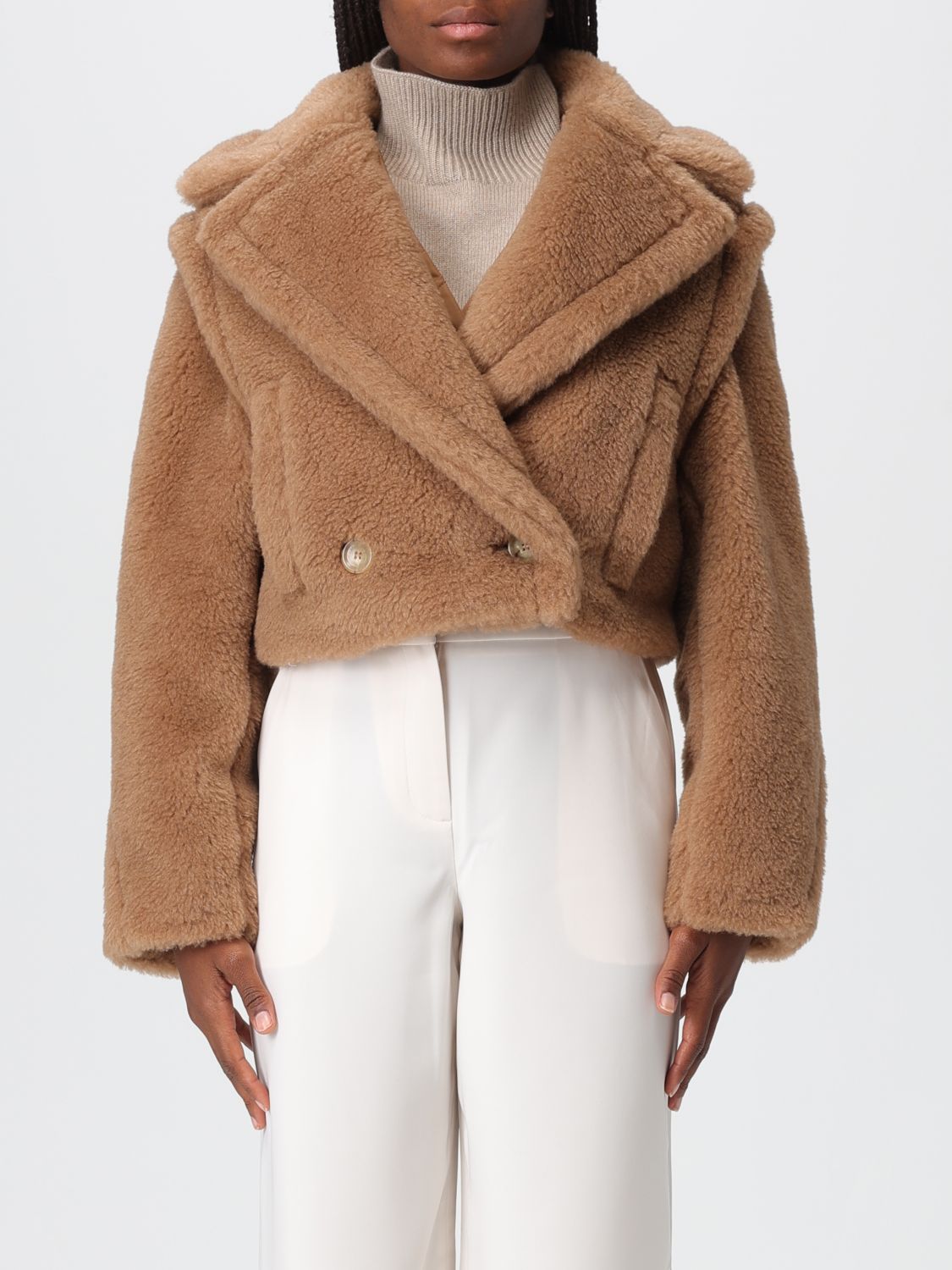 Max Mara Santos Convertible Double-breasted Camel Hair And Silk-blend Jacket In Brown