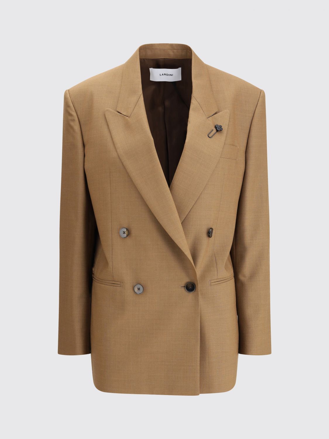 Lardini Double-breasted Jacket In Pure Virgin Wool In Brown