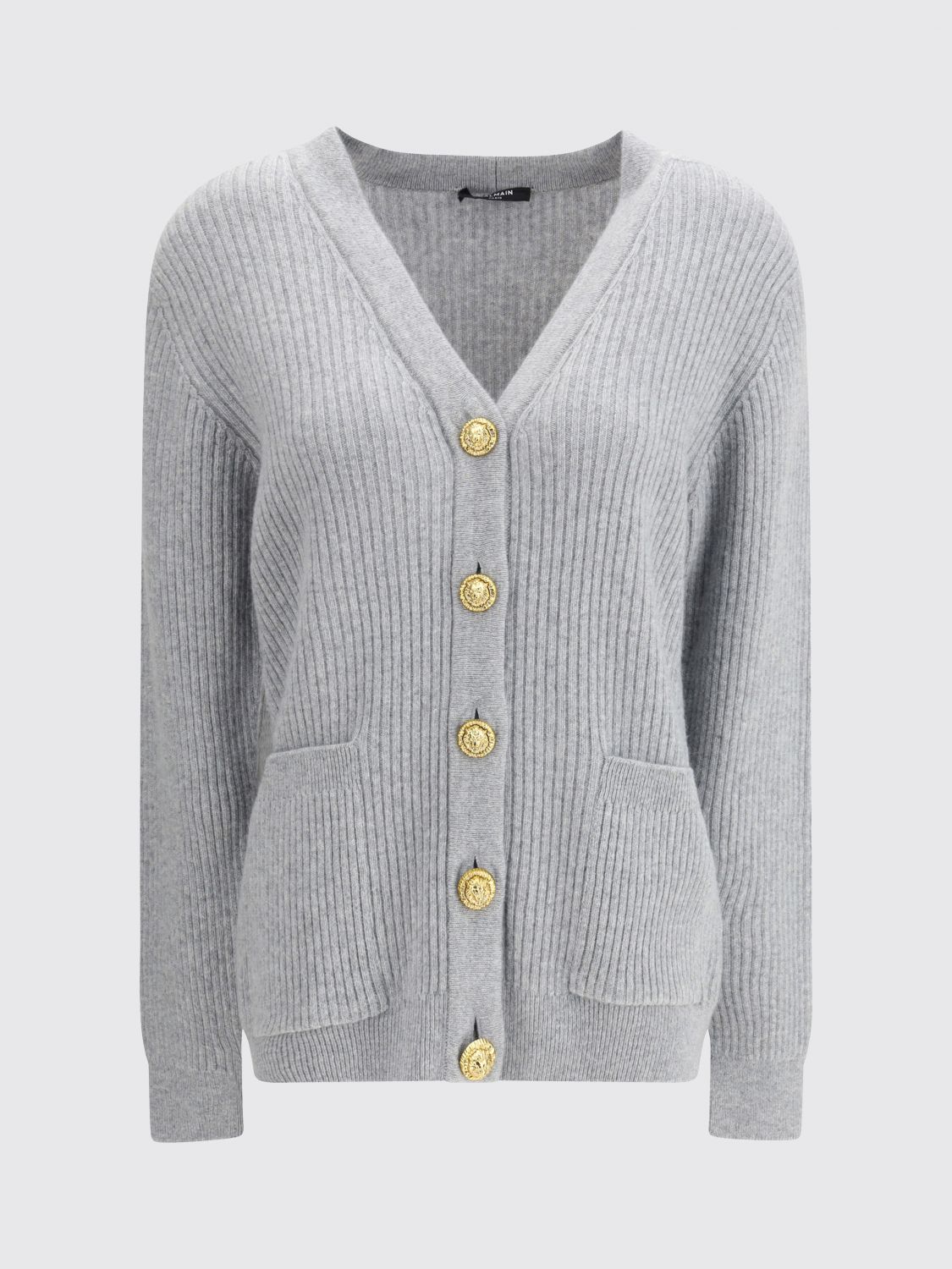 Balmain Long Cashmere Cardigan With Buttons In Blue