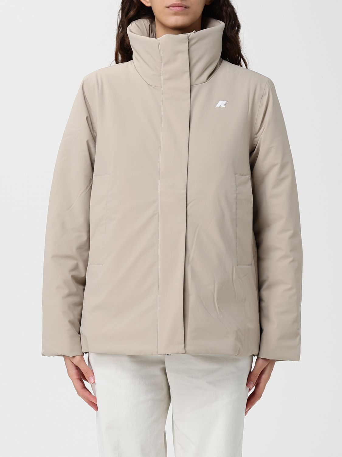 K-way Coat  Woman Color Beige In Gray