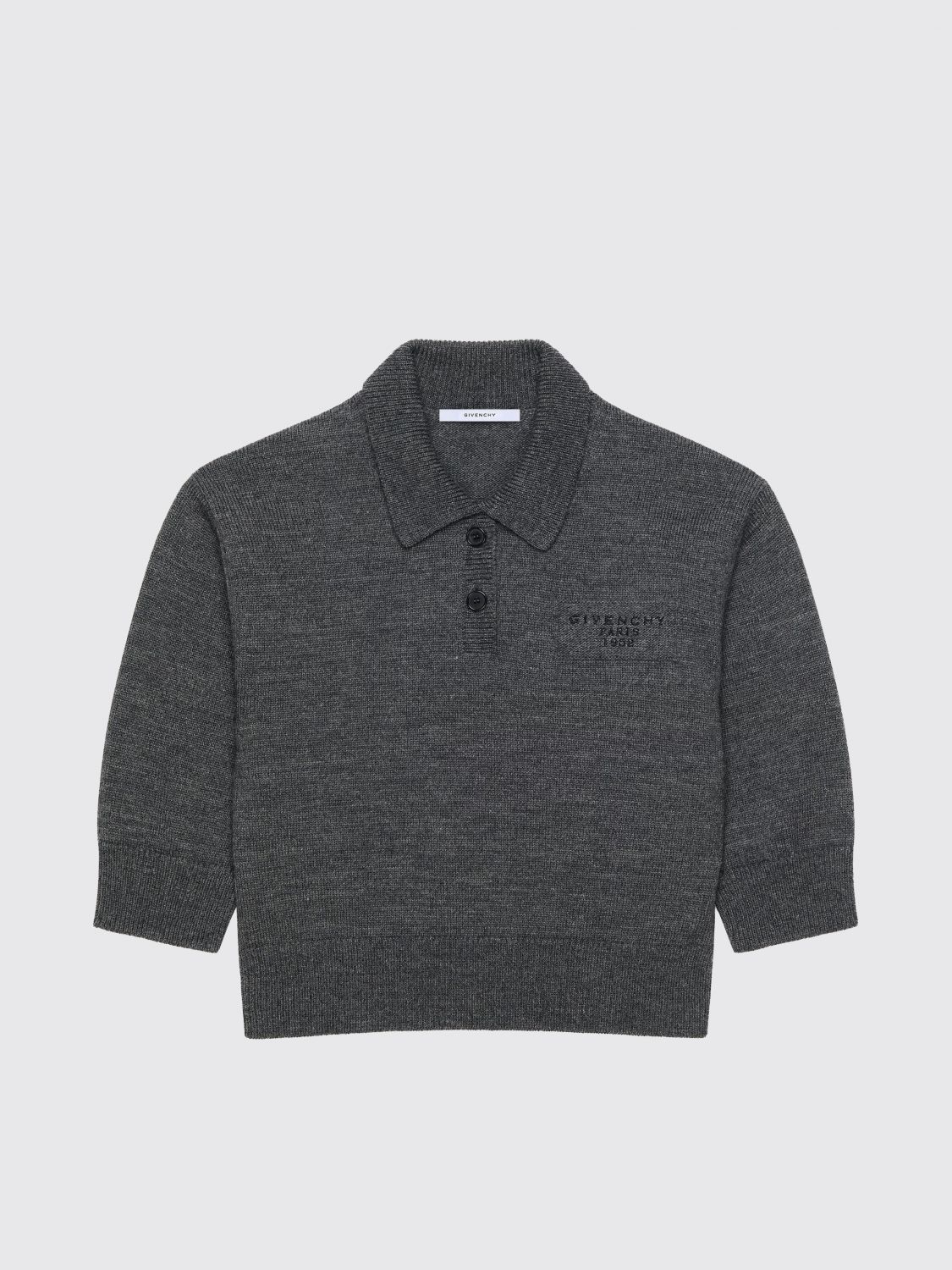 Givenchy Cropped Wool And Alpaca Polo Sweater In Gray