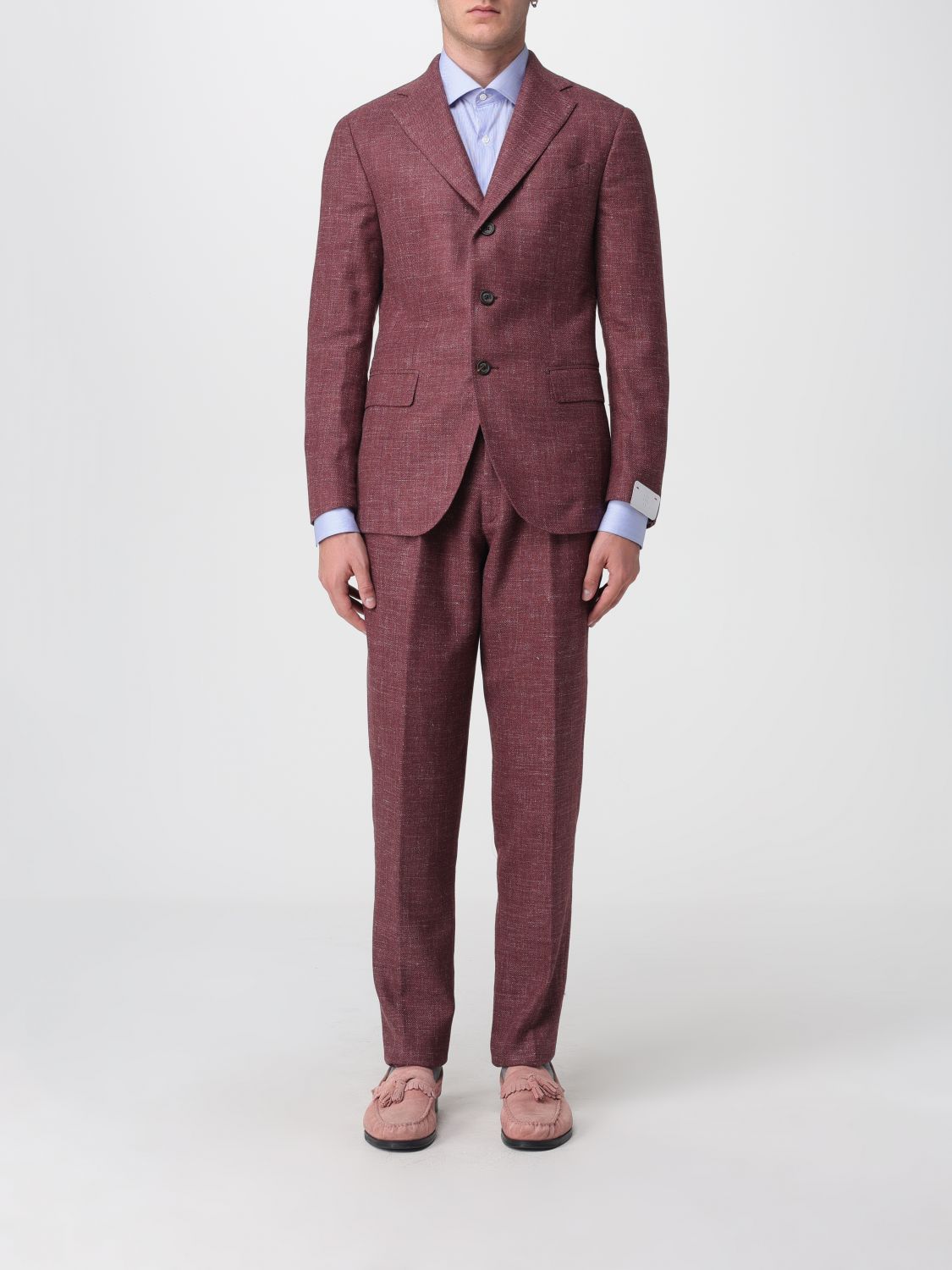 Eleventy Suit Men Color Raspberry In Burgundy