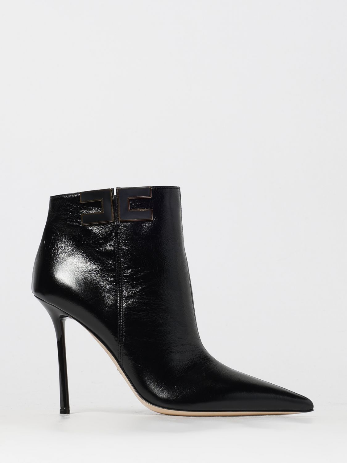 Elisabetta Franchi Logo-plaque Heeled Boots In Black