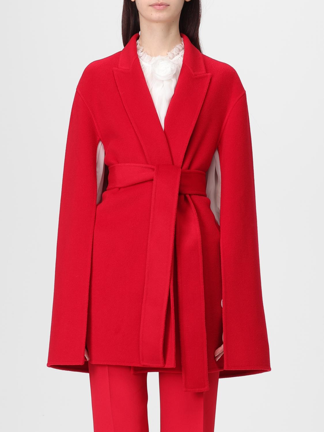 Alberta Ferretti Double-breasted Belted Blazer In Red