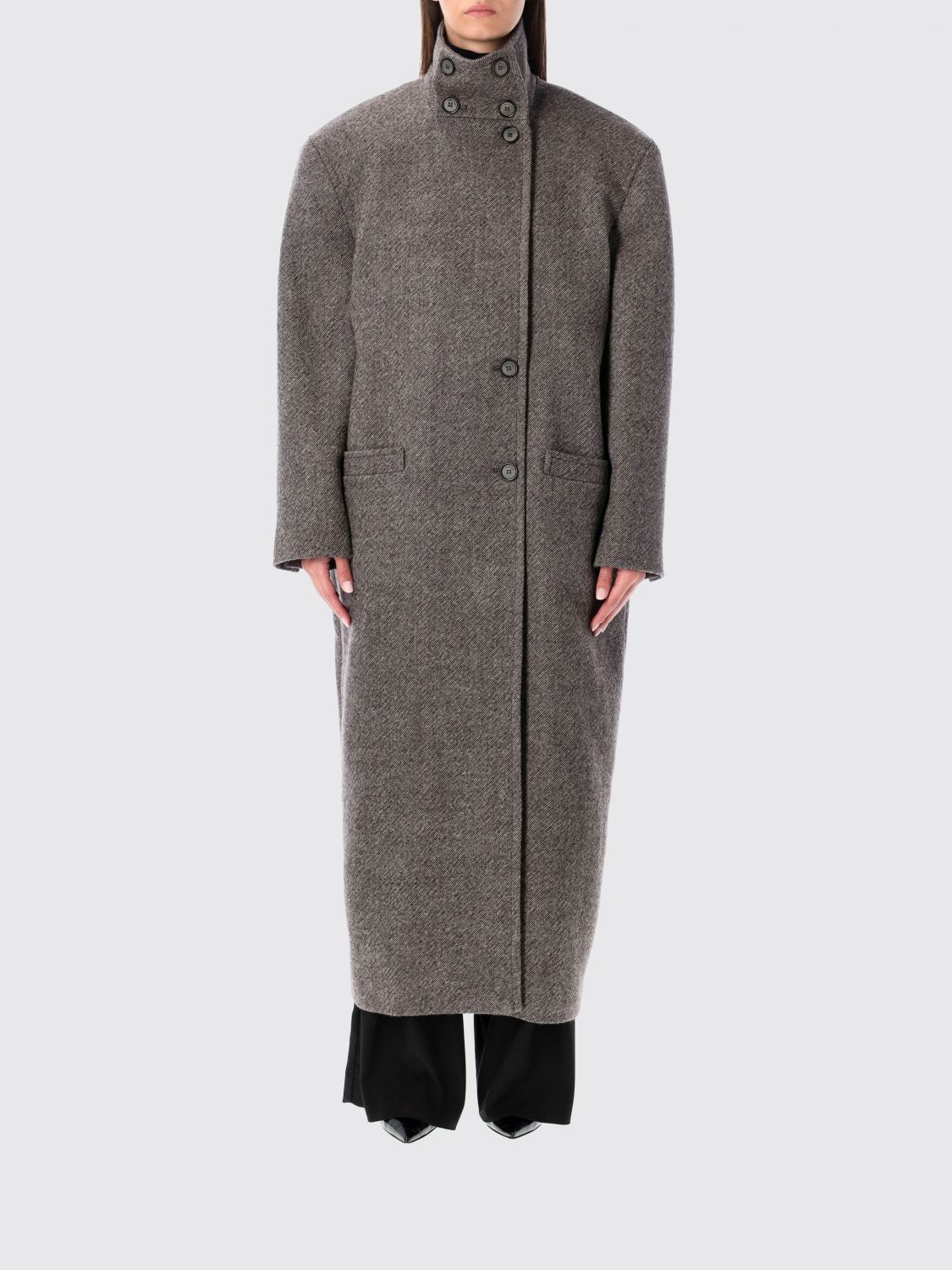Magda Butrym Oversized Wool Coat Back Vent In Gray