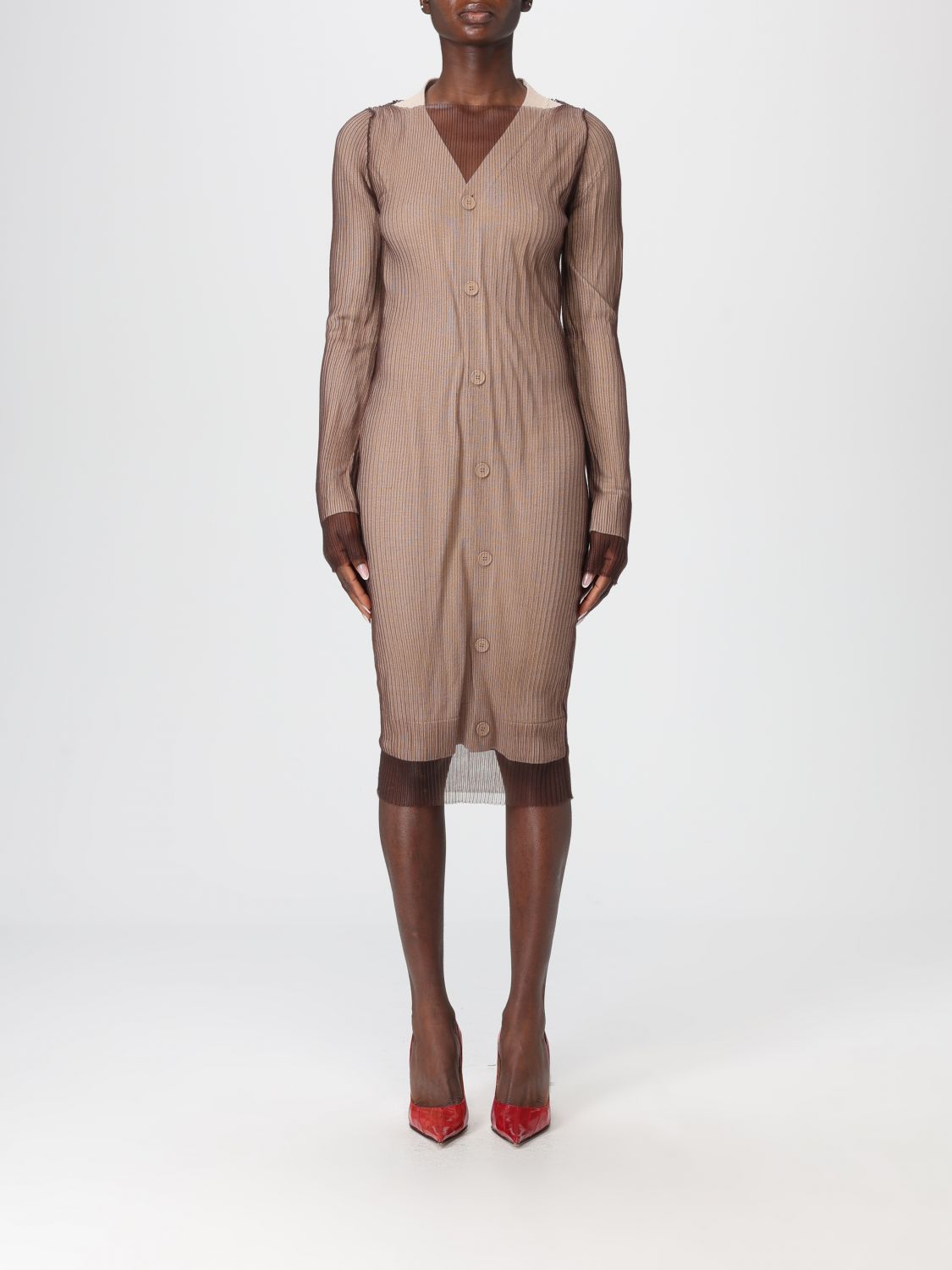 Mm6 Maison Margiela Dress  Woman Color Beige In Brown