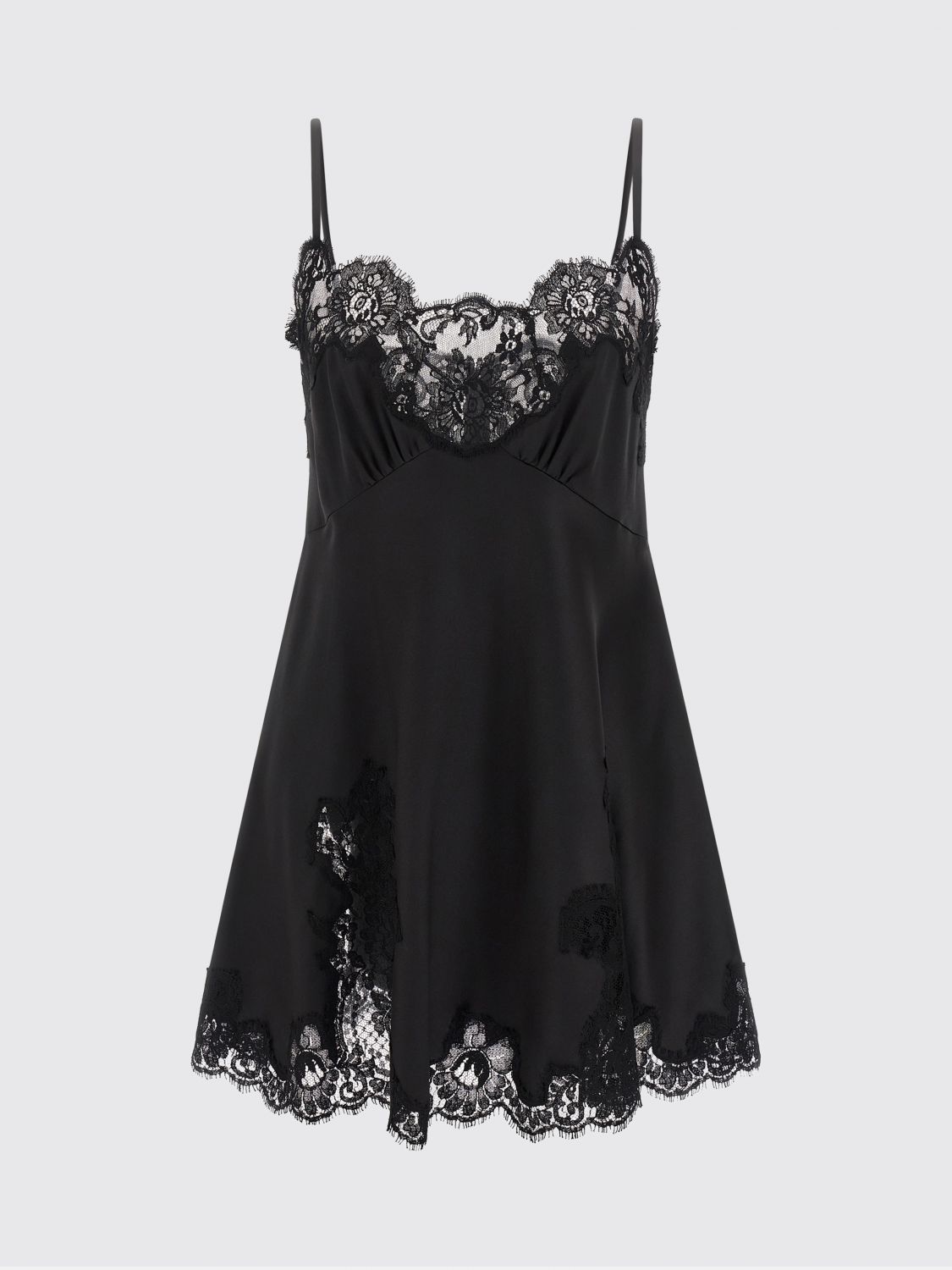 Dolce & Gabbana Lace And Satin Evening Dress In Black